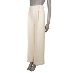 CHRISTIAN DIOR pantalon large en laine et soie 2022 crème 36 XS