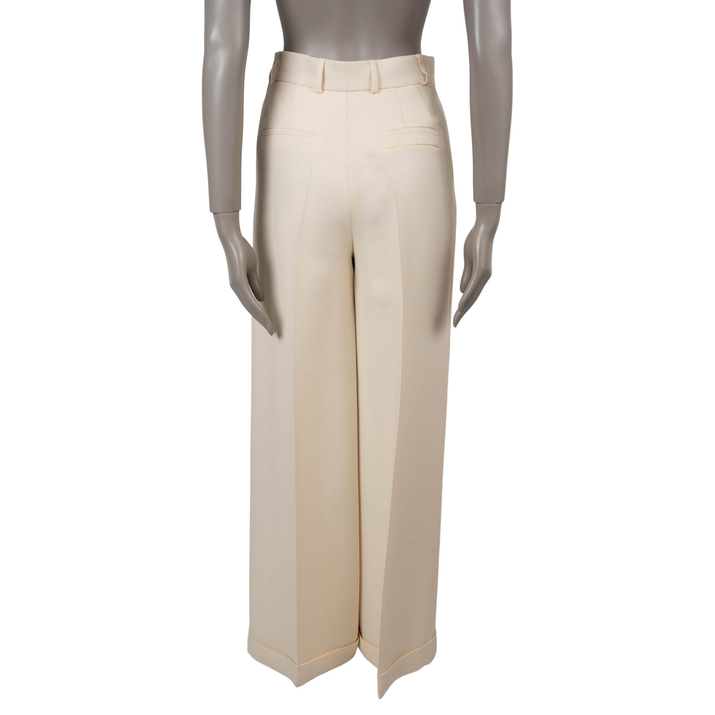 Beige CHRISTIAN DIOR pantalon large en laine et soie 2022 crème 36 XS en vente