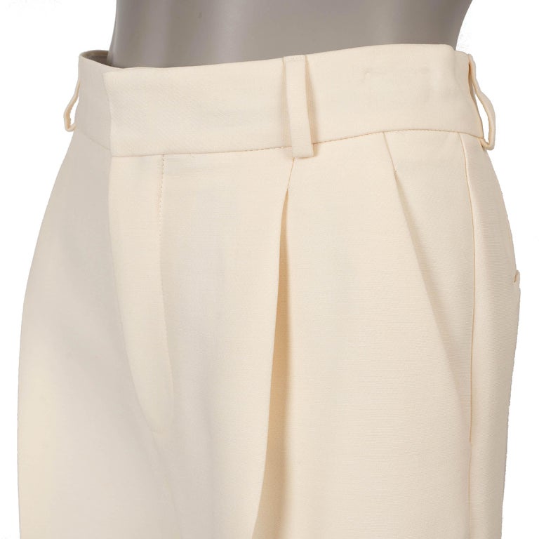 CHRISTIAN DIOR cream wool and silk 2022 WIDE LEG Pants 36 XS For 