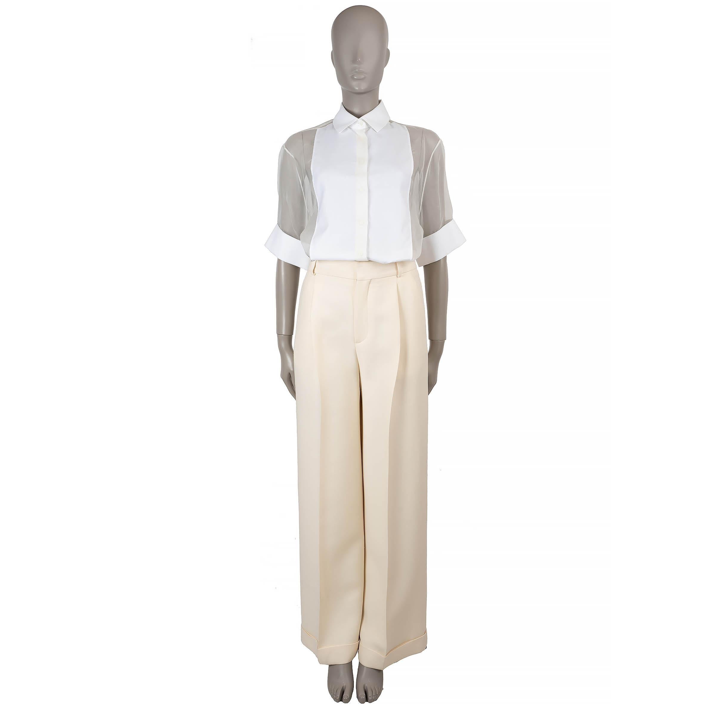 CHRISTIAN DIOR pantalon large en laine et soie 2022 crème 36 XS en vente 3