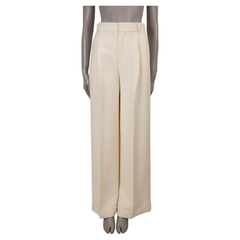 CHRISTIAN DIOR cream wool and silk 2022 WIDE LEG Pants 36 XS For 