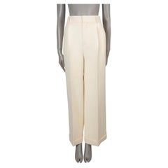 CHRISTIAN DIOR crema, lana e seta 2022, pantaloni a gamba larga 36 XS