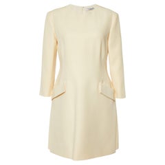 Christian Dior Cream Wool & Silk Mini Dress L