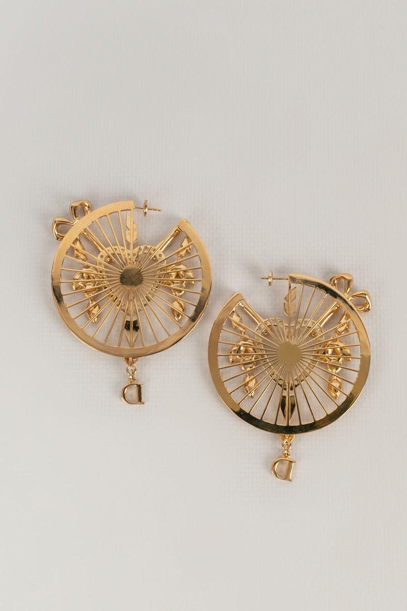 Christian Dior Creoles Dream Catchers with Rhinestone-Paved Bows Earrings In Excellent Condition For Sale In SAINT-OUEN-SUR-SEINE, FR