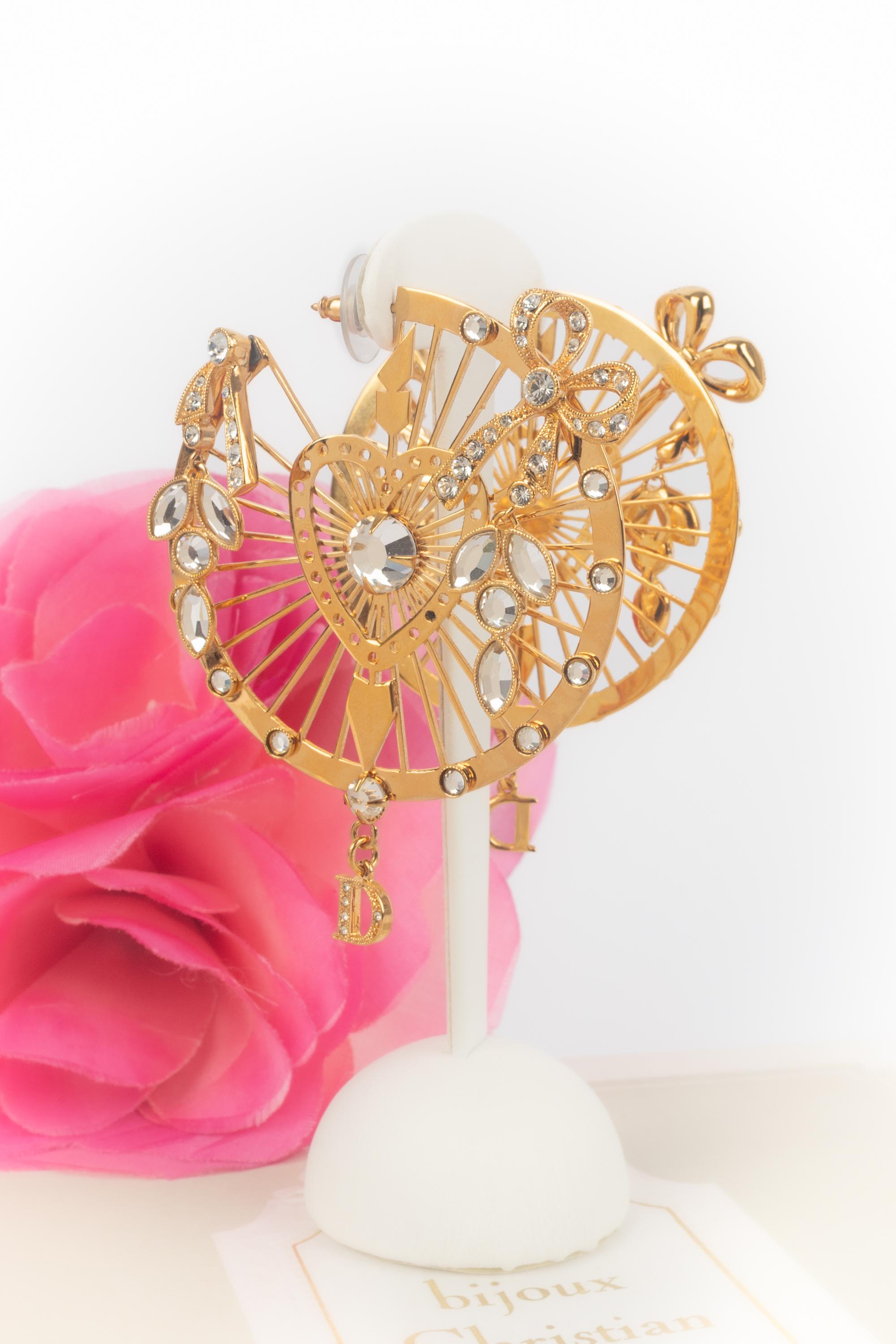 Donna Orecchini Christian Dior Acchiappasogni con fiocchi tempestati di strass in vendita