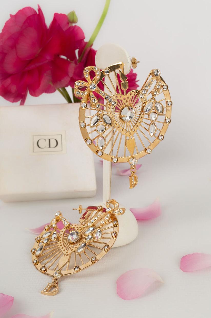 Christian Dior Creoles Dream Catchers with Rhinestone-Paved Bows Earrings For Sale 4