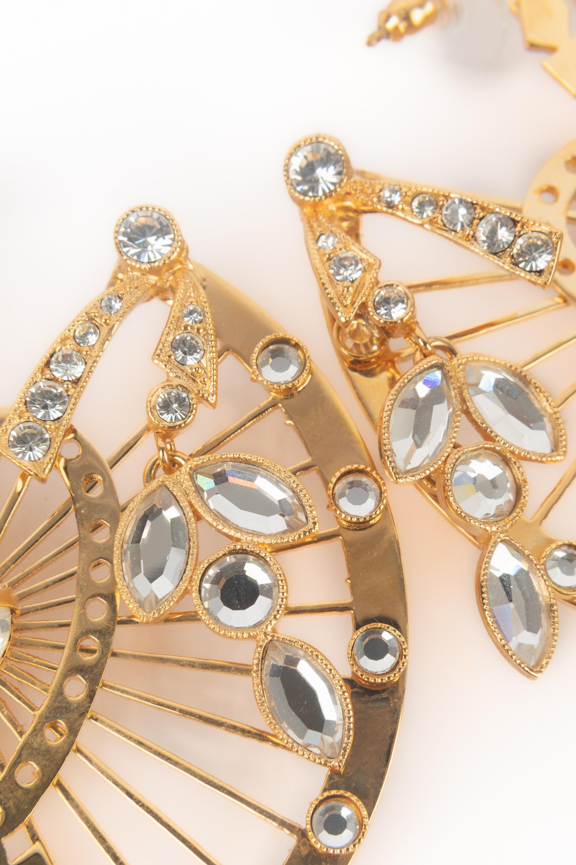 Orecchini Christian Dior Acchiappasogni con fiocchi tempestati di strass in vendita 3