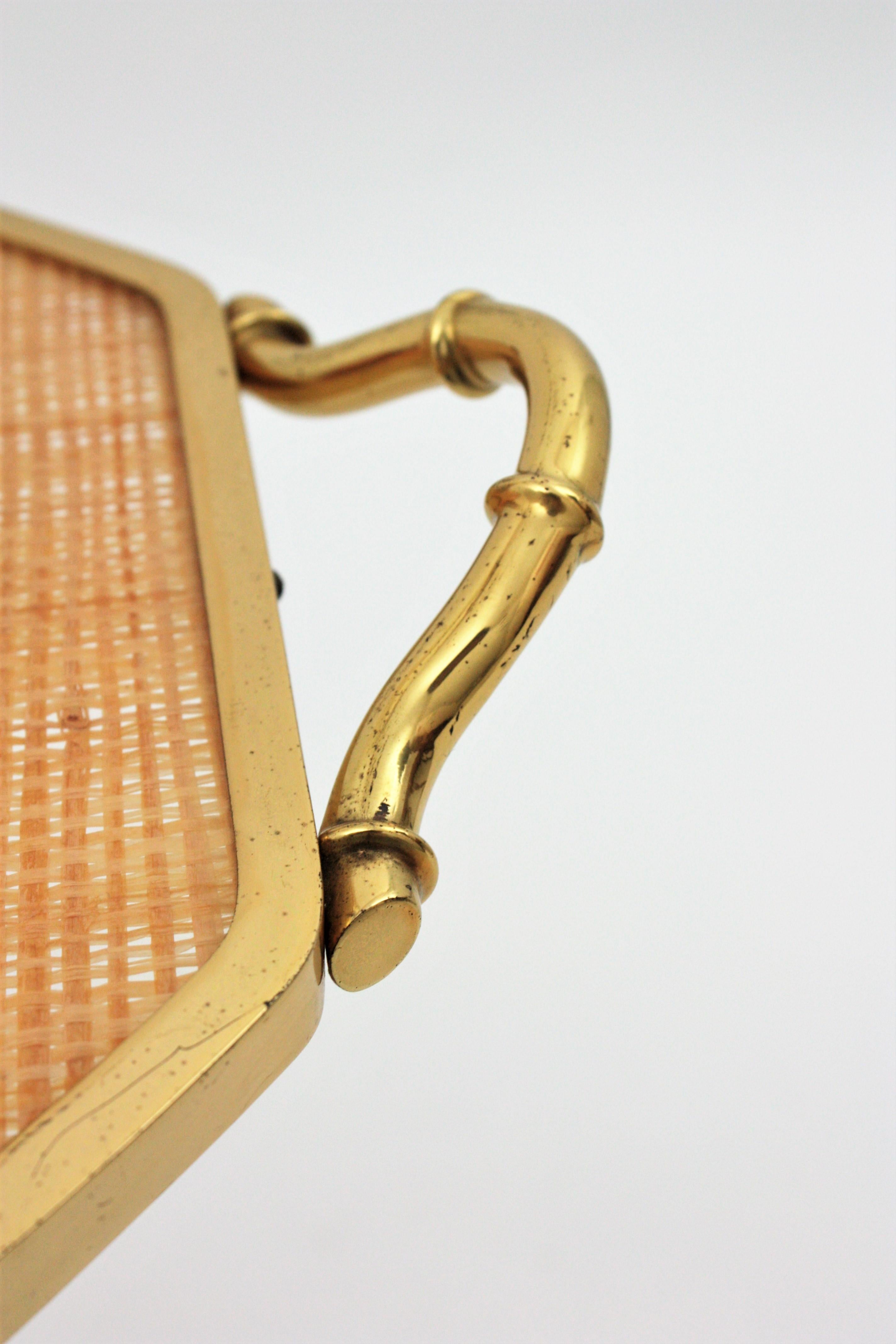 Christian Dior Faux Bamboo Brass & Rattan Folding Tray Table 12