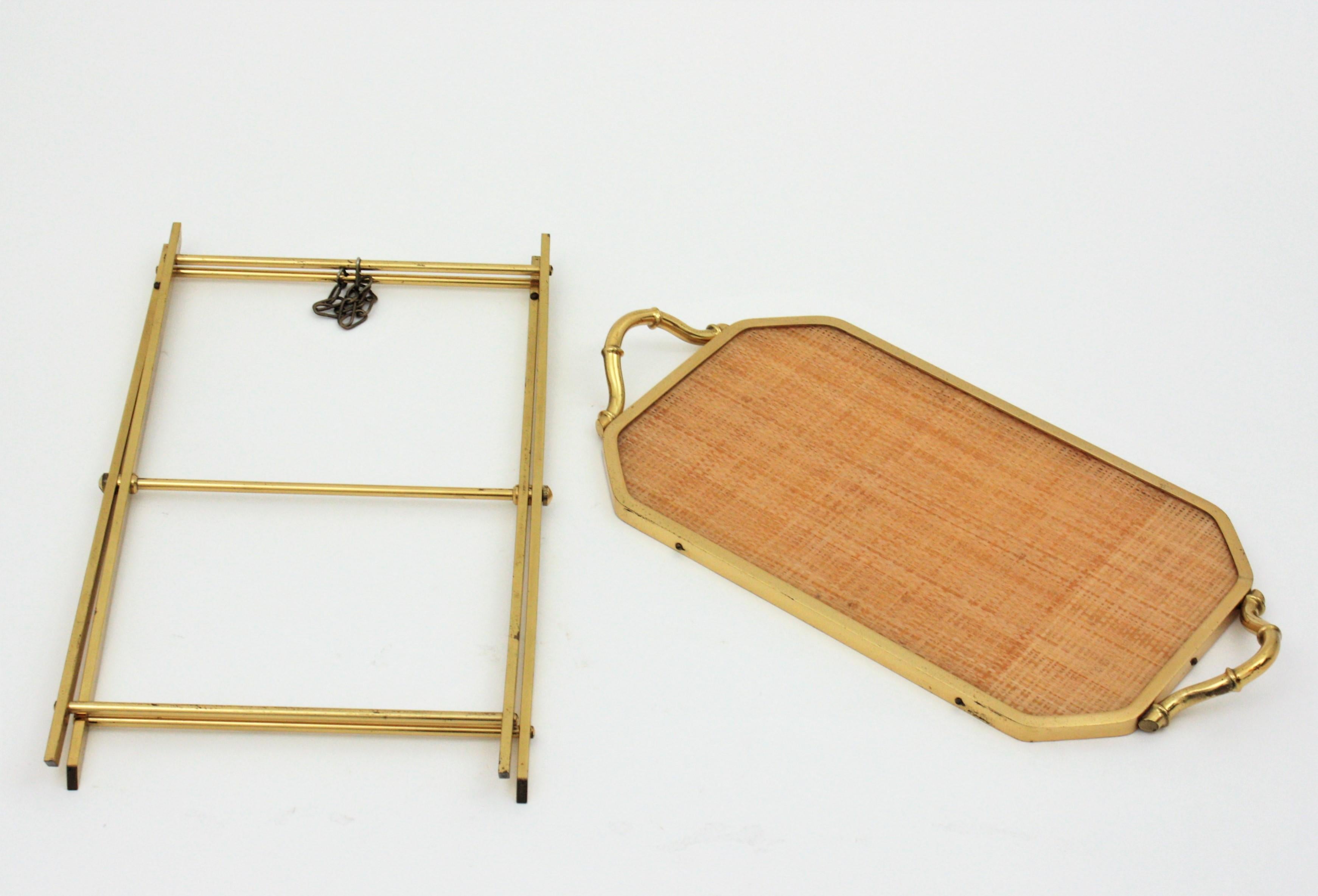 Christian Dior Faux Bamboo Brass & Rattan Folding Tray Table 13