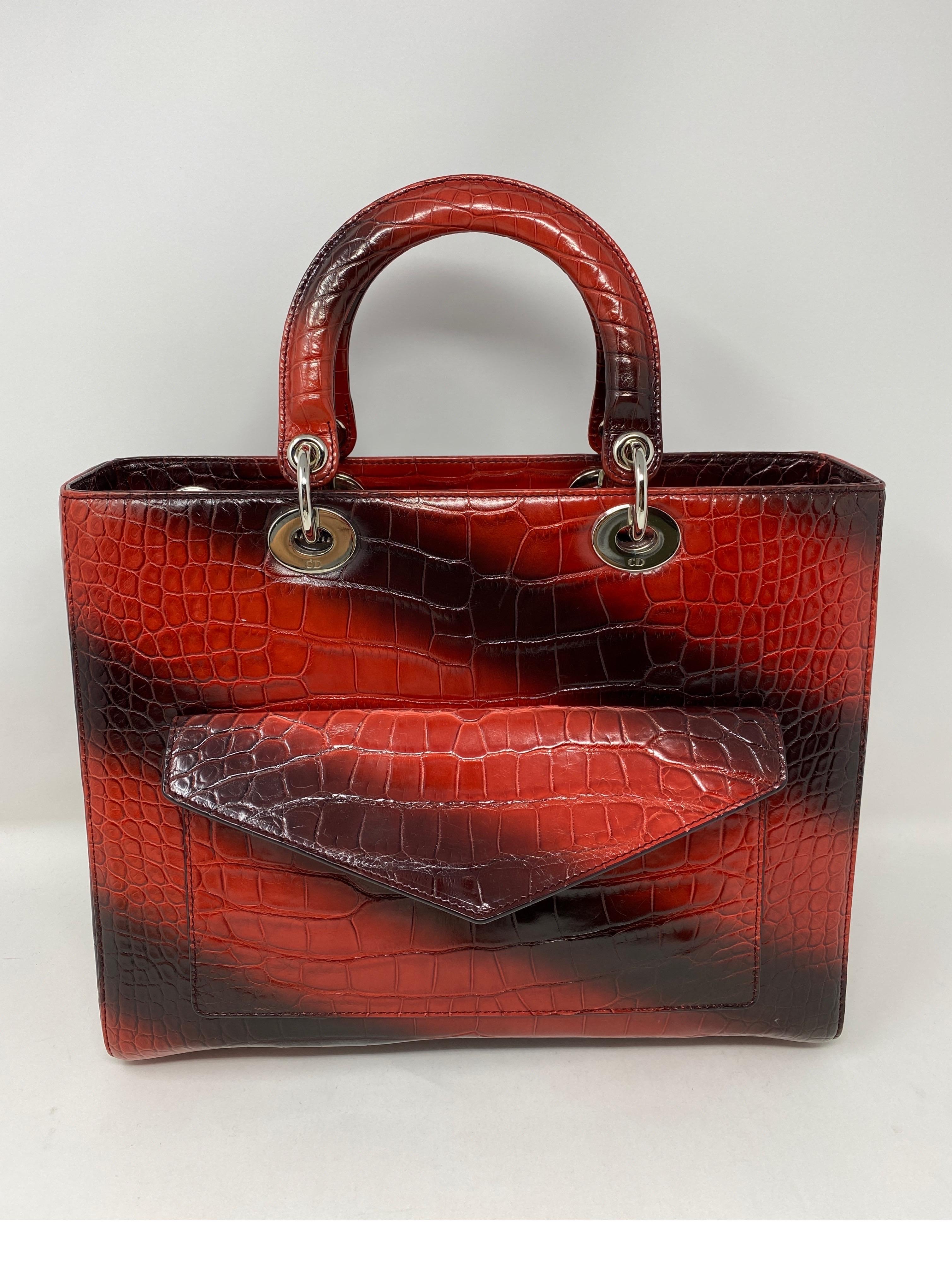 Brown Christian Dior Crocodile Bag