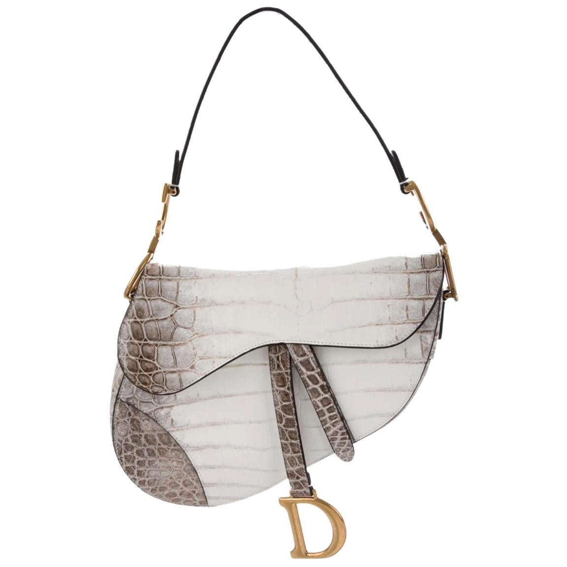 Christian Dior Crocodile Exotic Leather Gold 'D' Logo Charm Shoulder Bag in Box