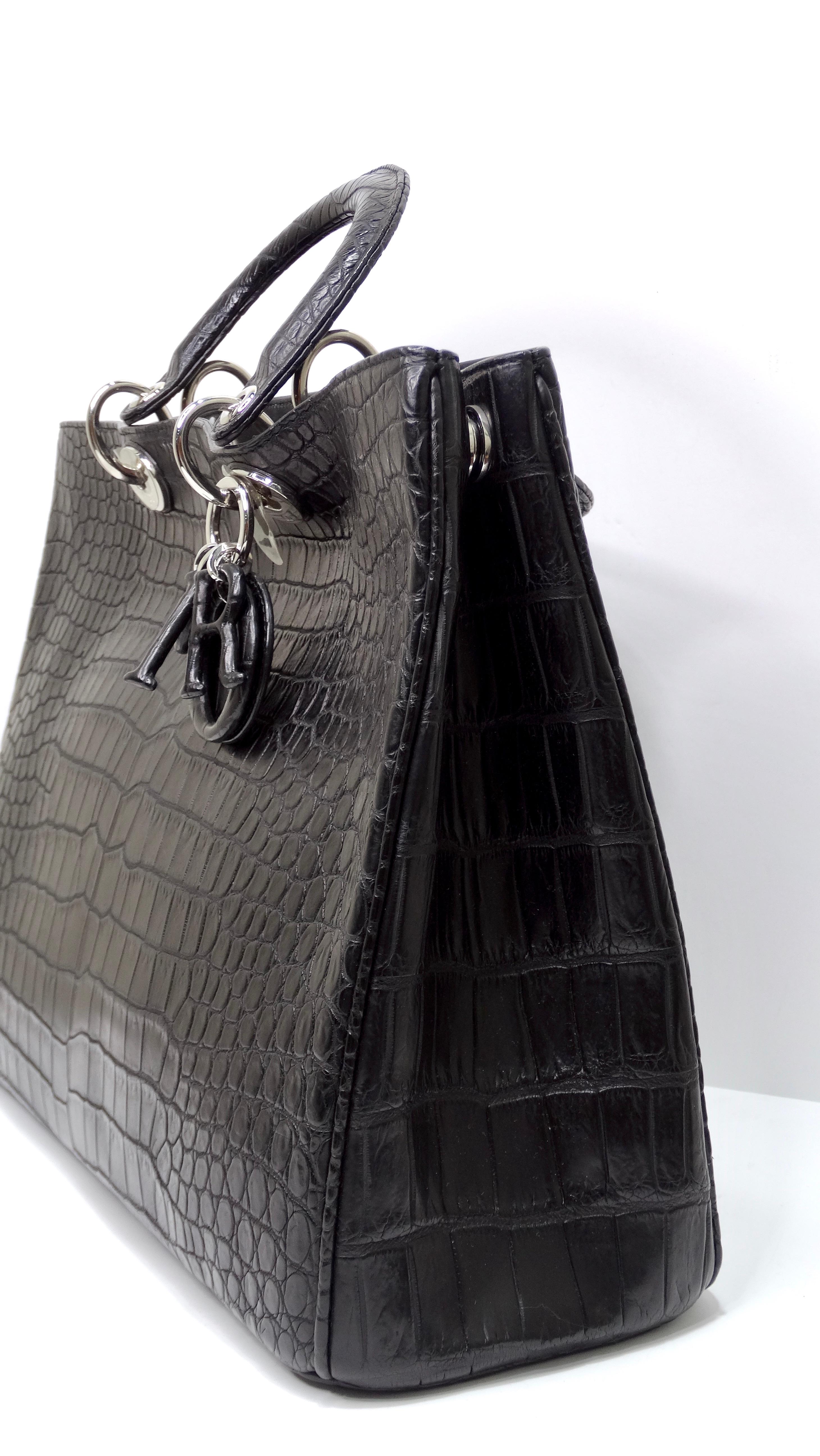 Christian Dior Crocodile Large Lady Dior Tote In Excellent Condition In Scottsdale, AZ