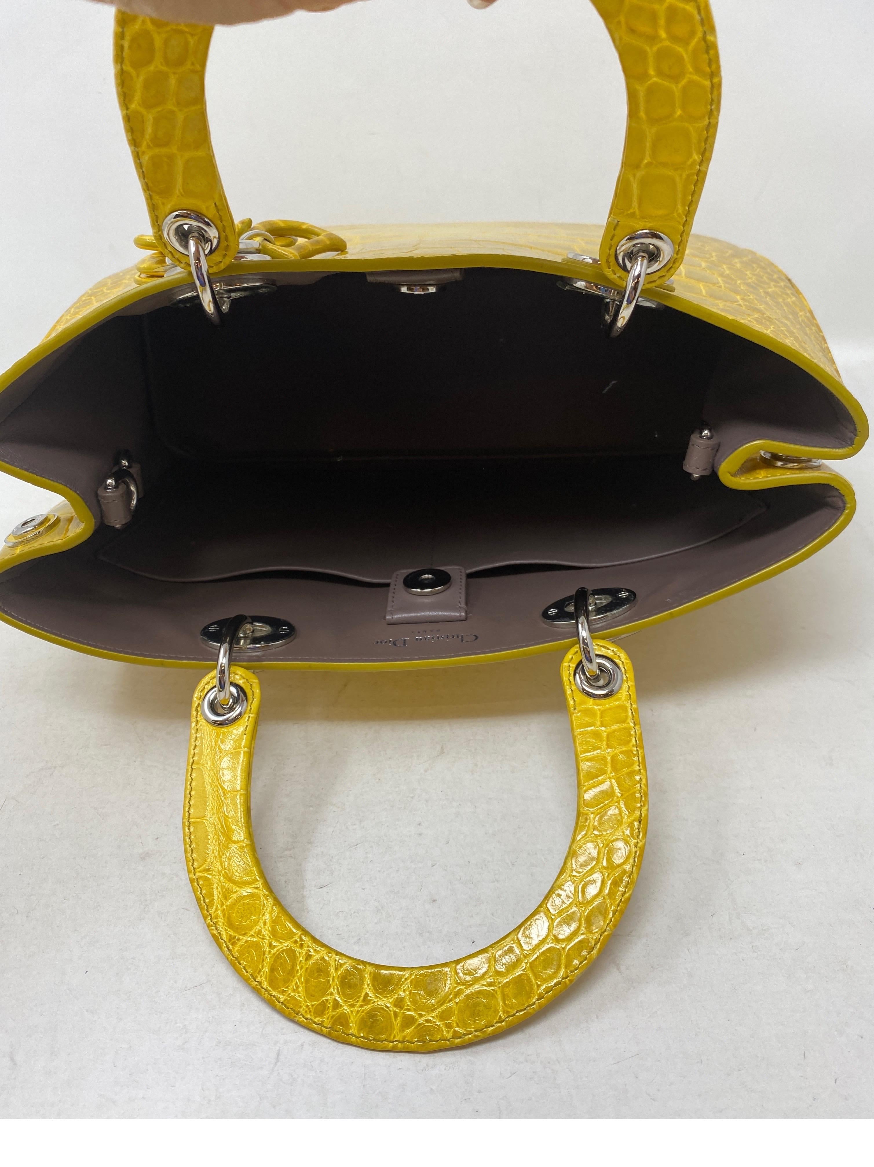 Christian Dior Crocodile Yellow Lady Dior Bag 3