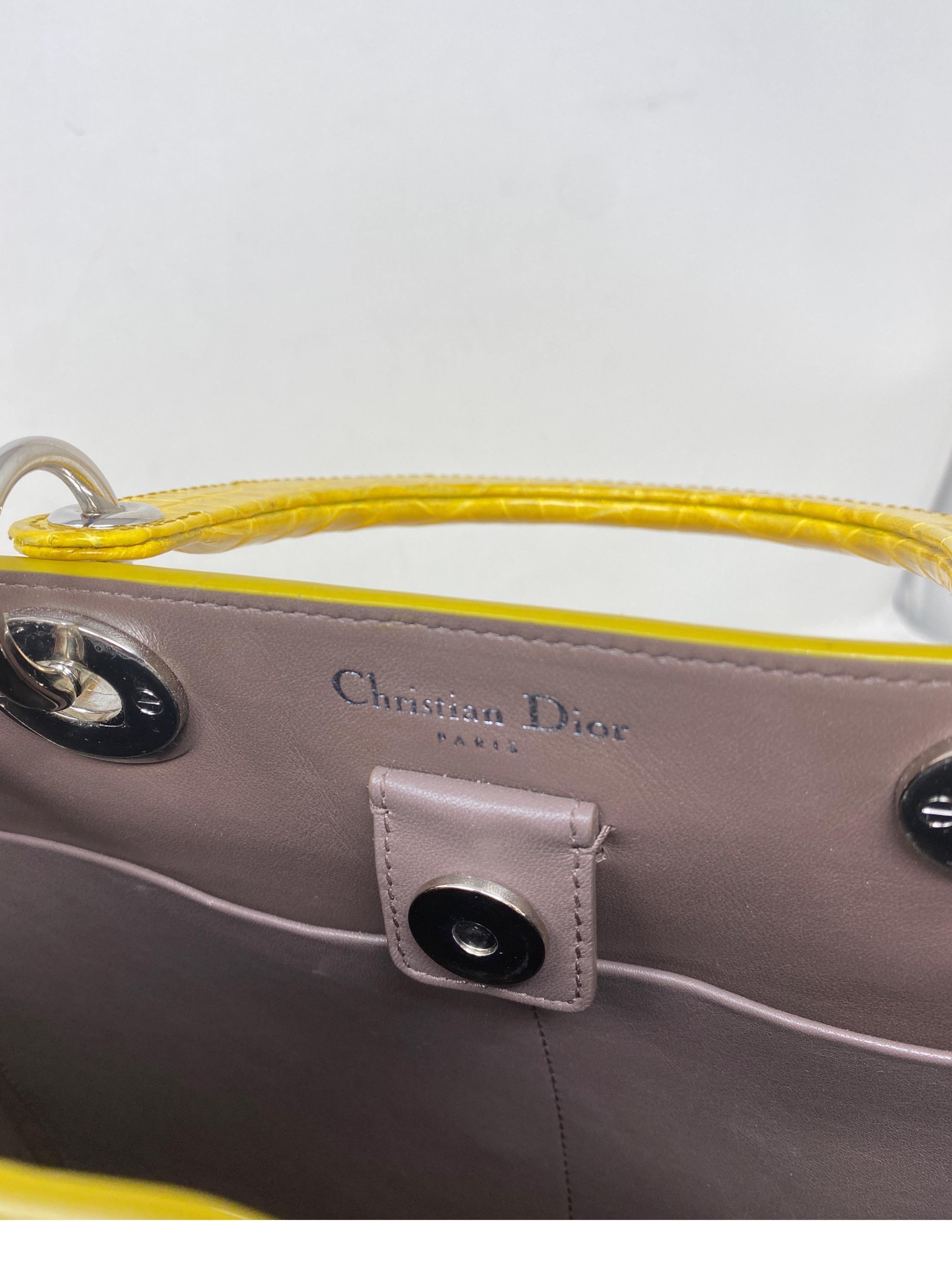 Christian Dior Crocodile Yellow Lady Dior Bag 4