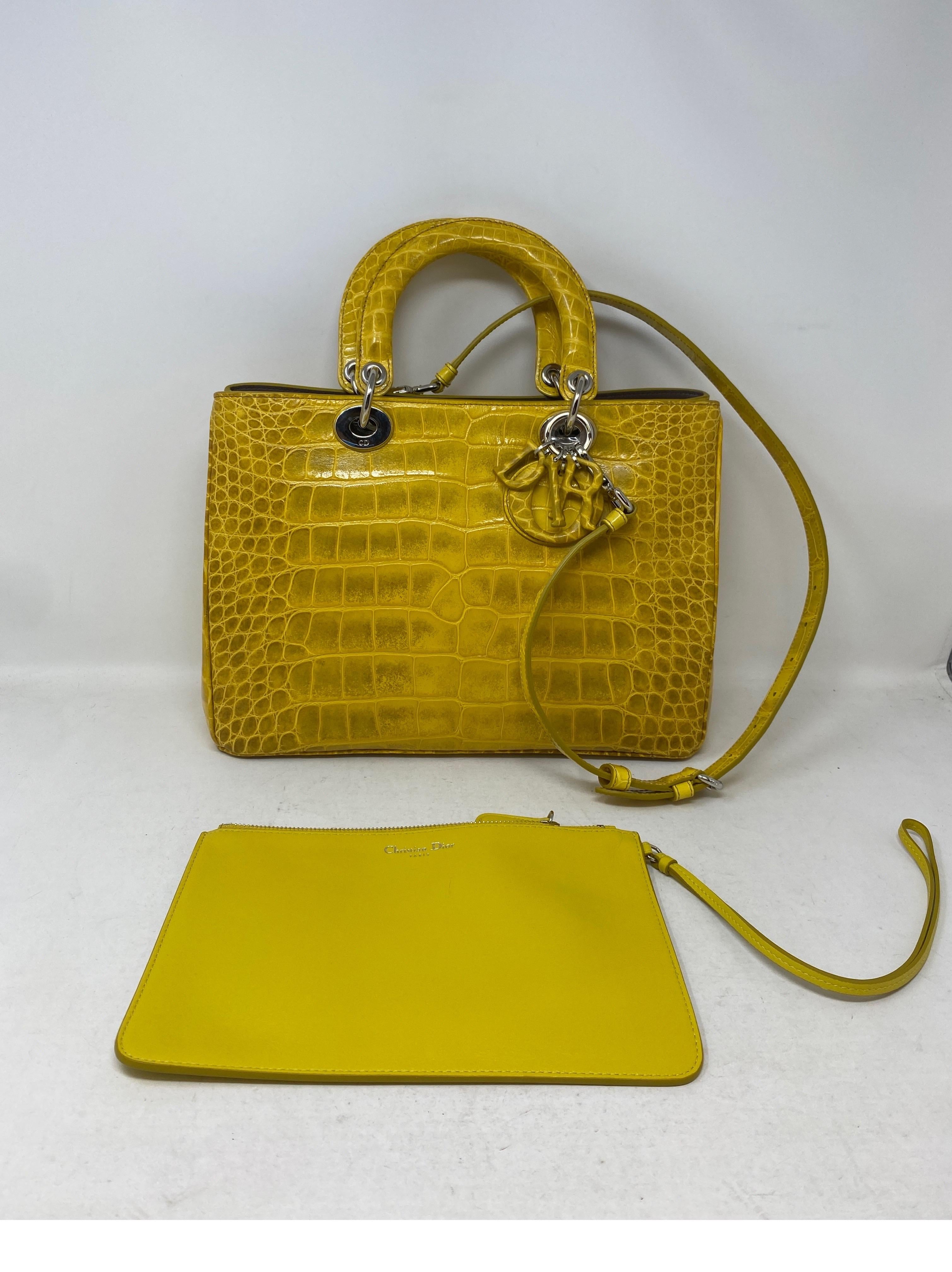 Christian Dior Crocodile Yellow Lady Dior Bag 5