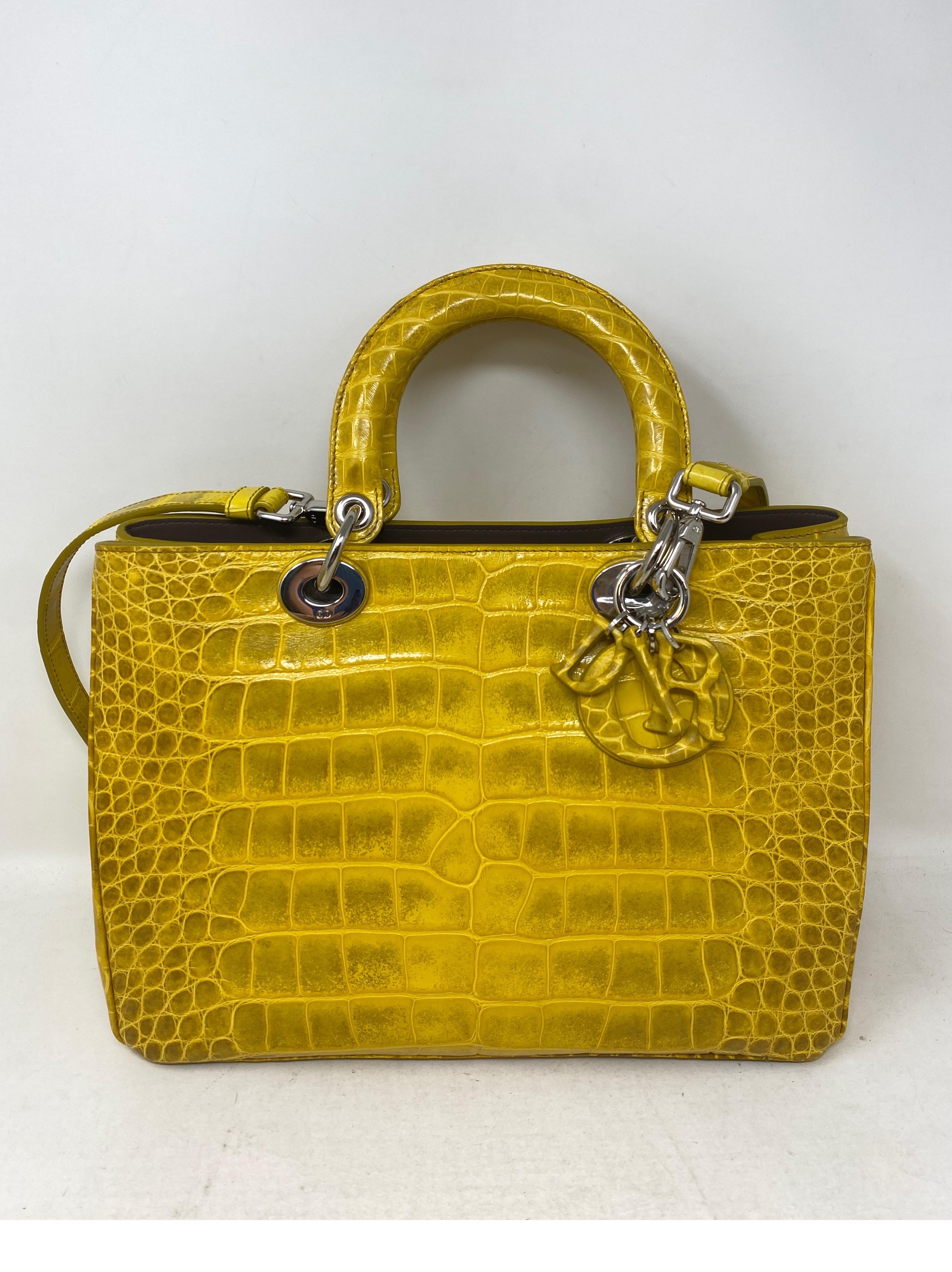 Christian Dior Crocodile Yellow Lady Dior Bag 8