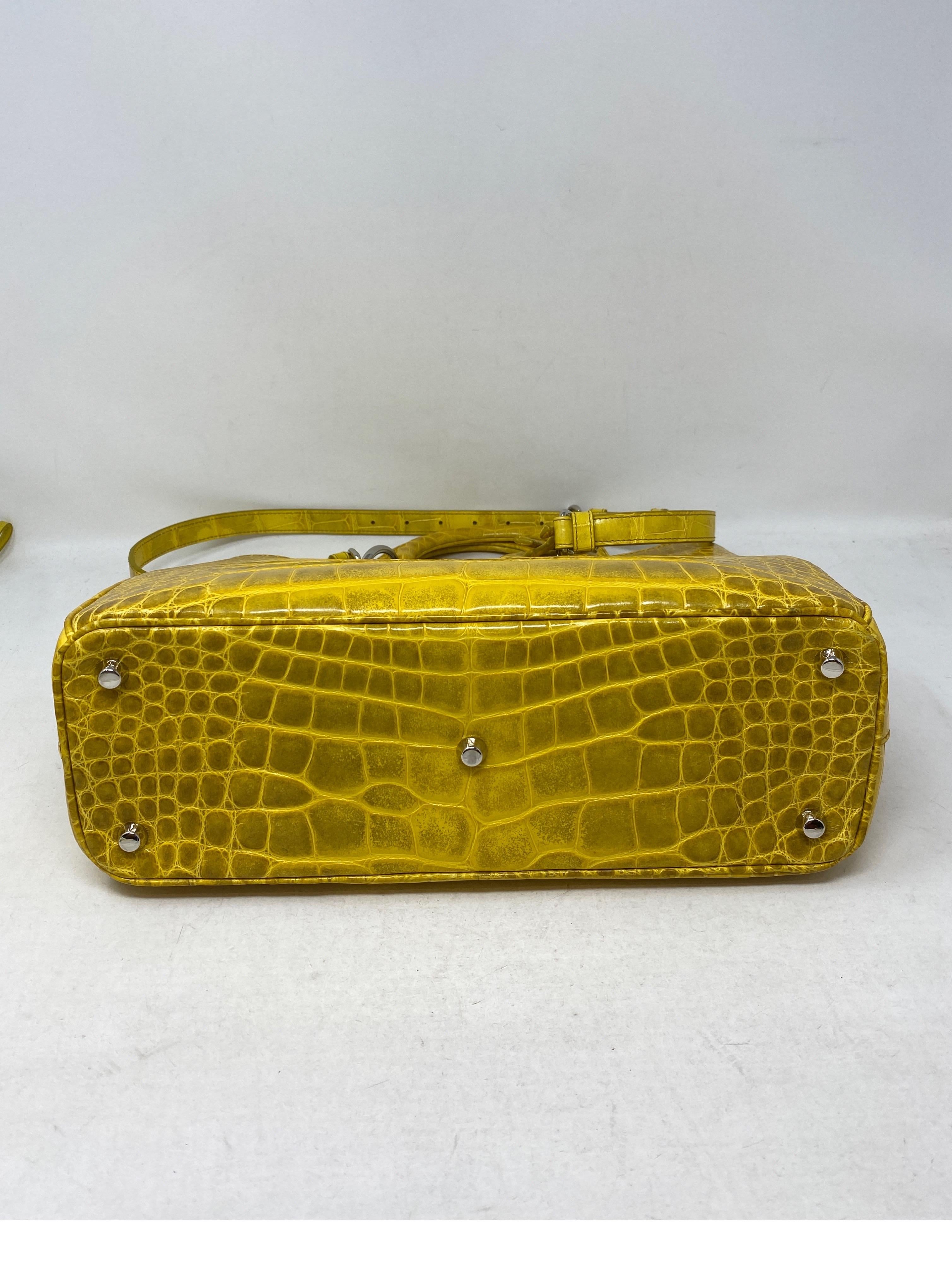 Christian Dior Crocodile Yellow Lady Dior Bag 9