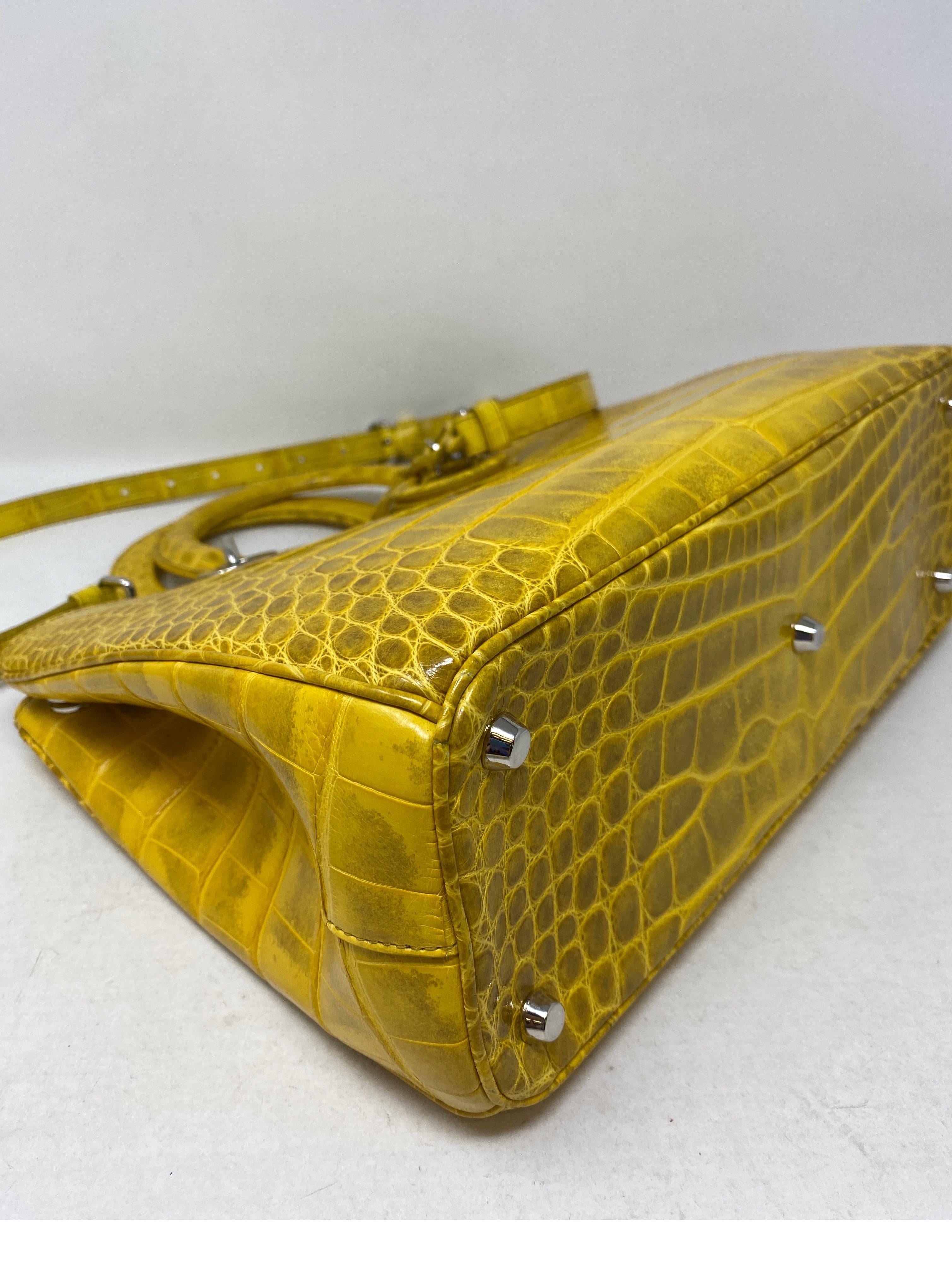 Christian Dior Crocodile Yellow Lady Dior Bag 10