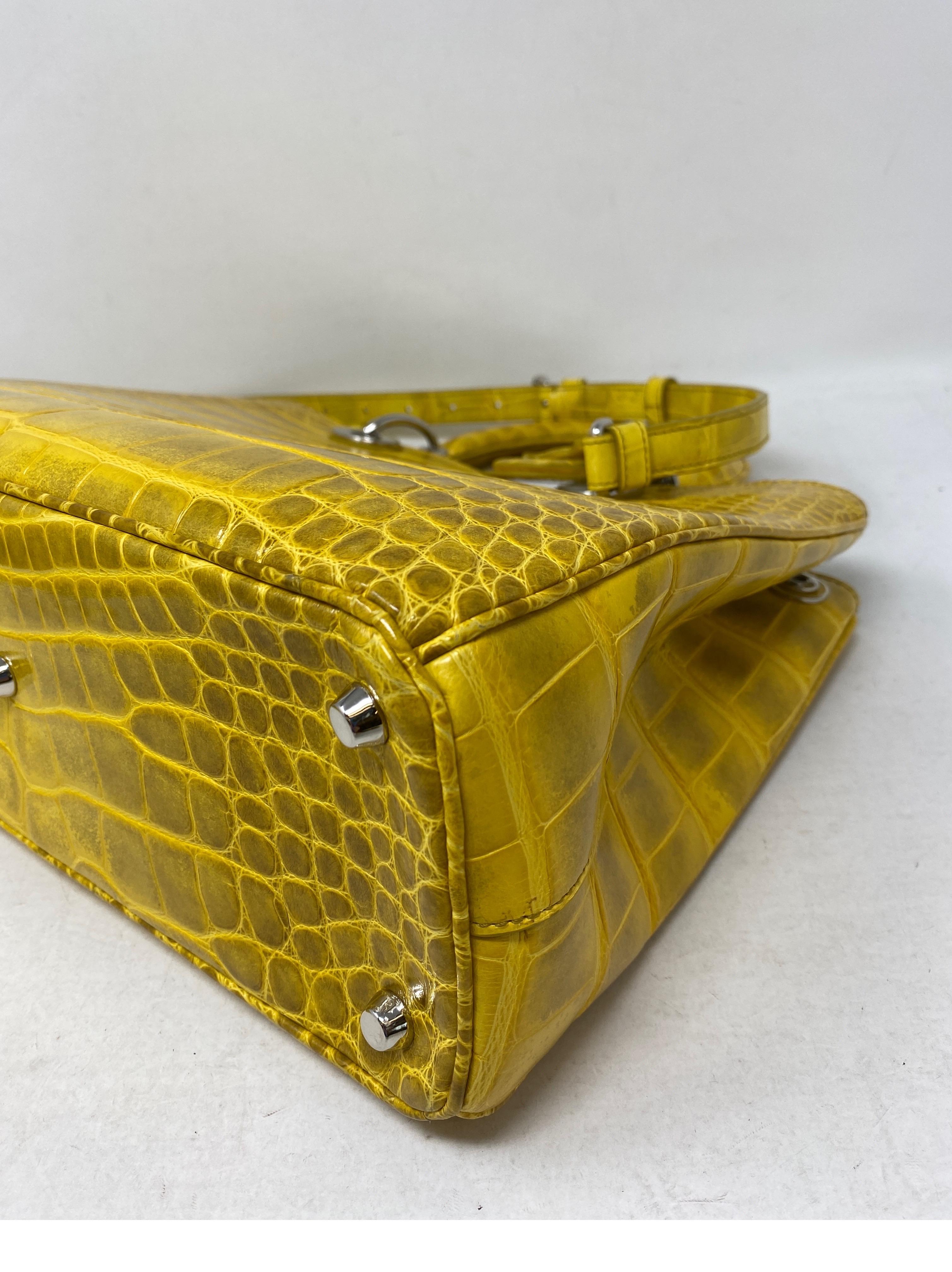 Christian Dior Crocodile Yellow Lady Dior Bag 11