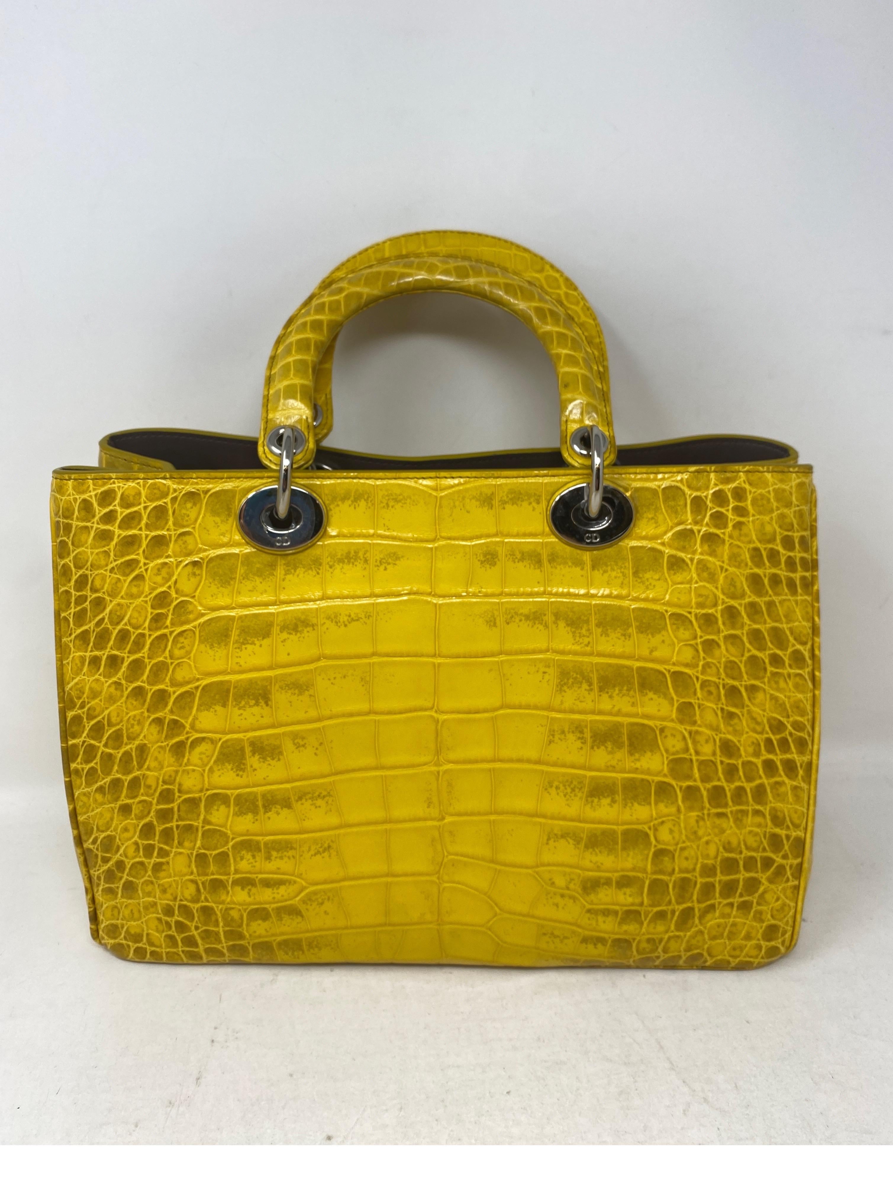 Women's or Men's Christian Dior Crocodile Yellow Lady Dior Bag