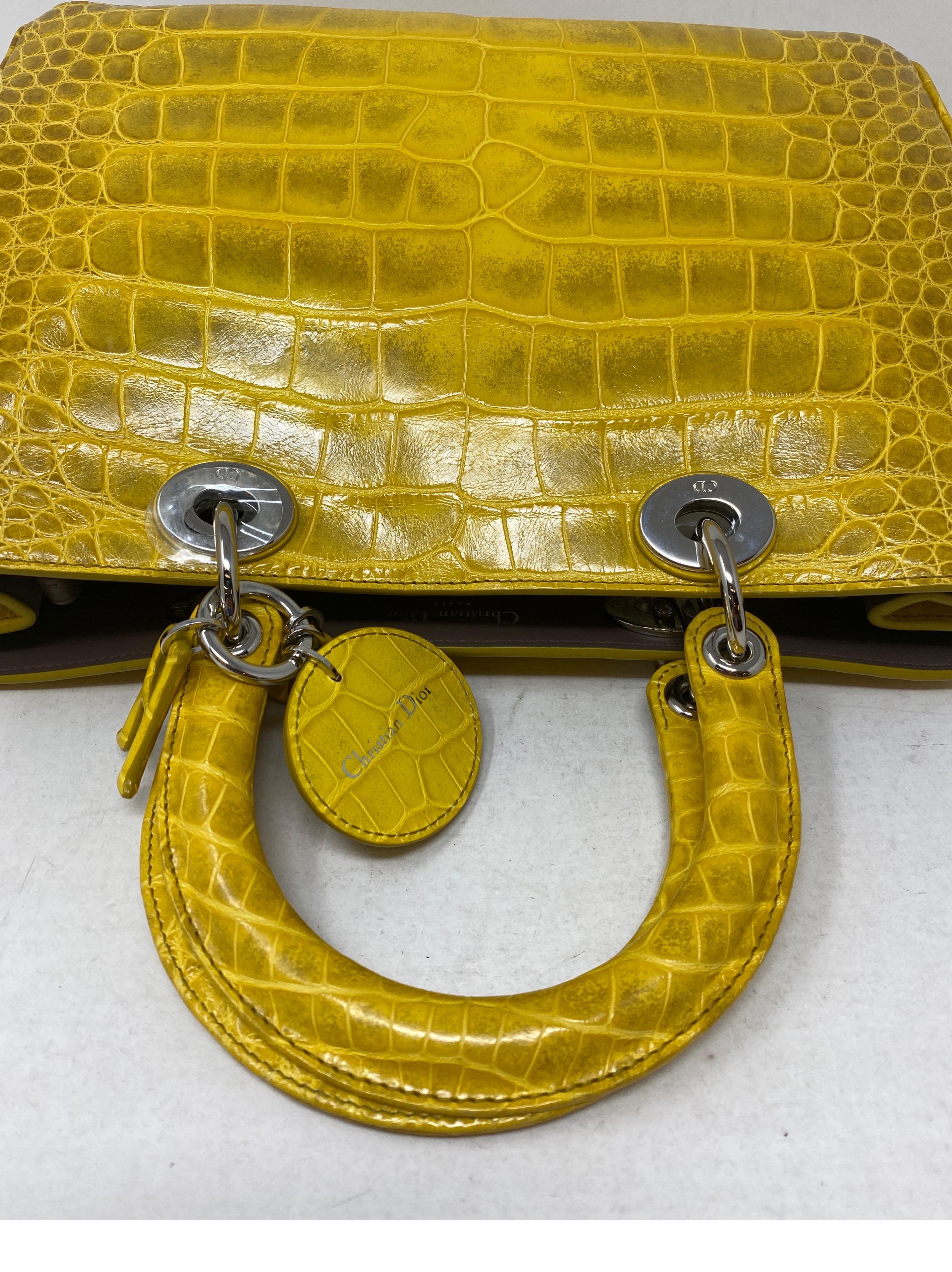 Christian Dior Crocodile Yellow Lady Dior Bag 1