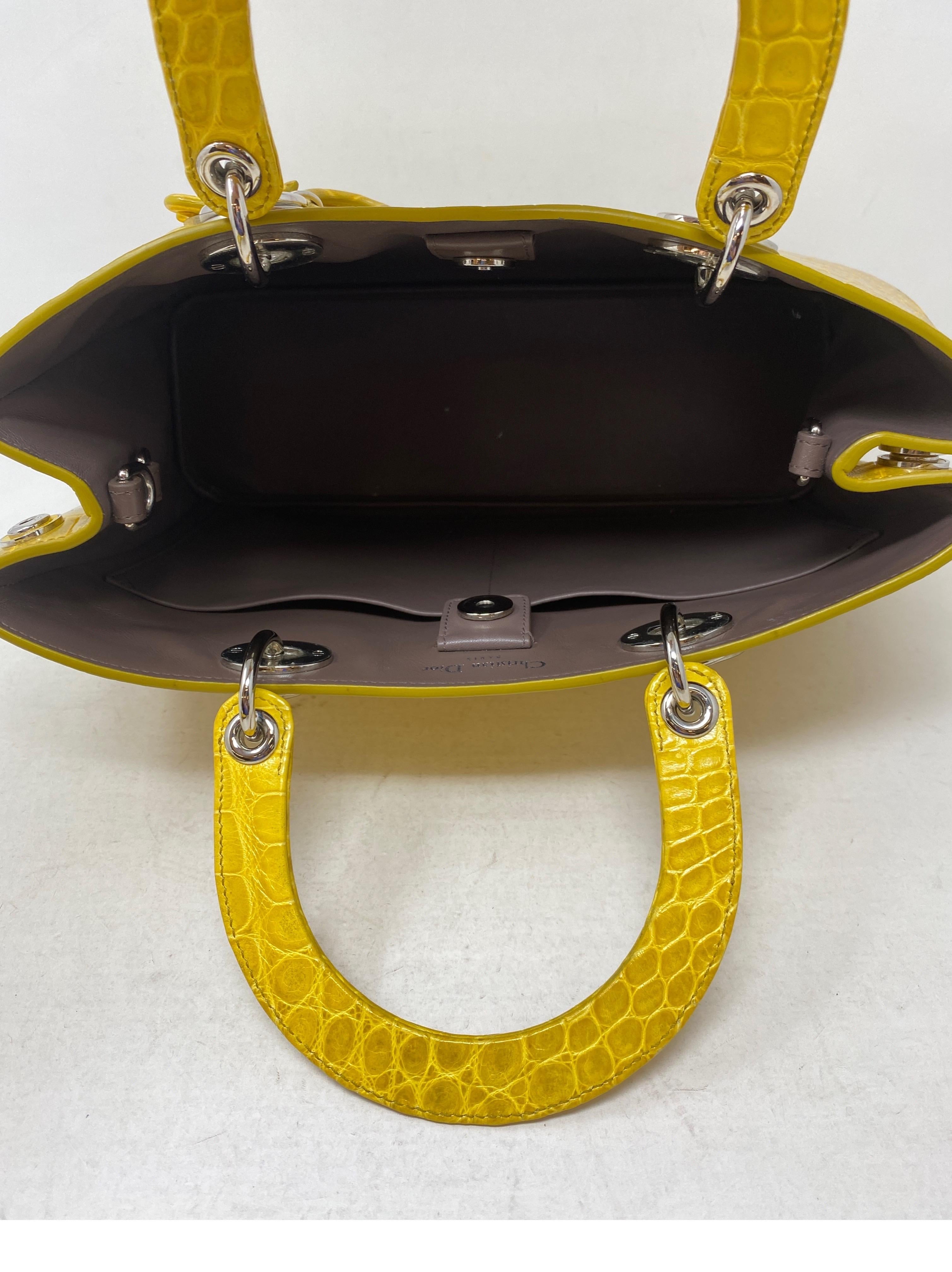 Christian Dior Crocodile Yellow Lady Dior Bag 2