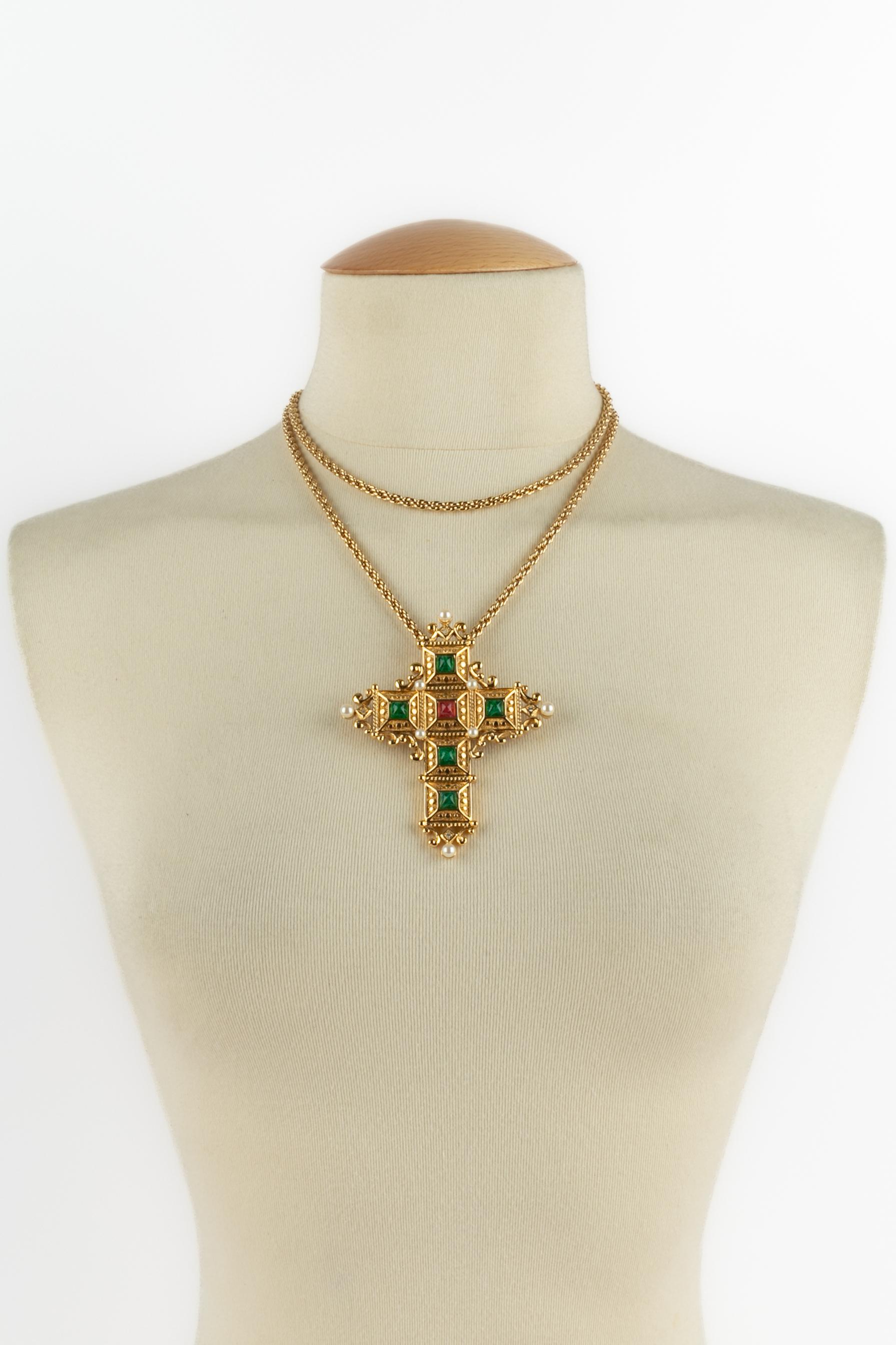 Christian Dior 'cross' necklace In Excellent Condition For Sale In SAINT-OUEN-SUR-SEINE, FR