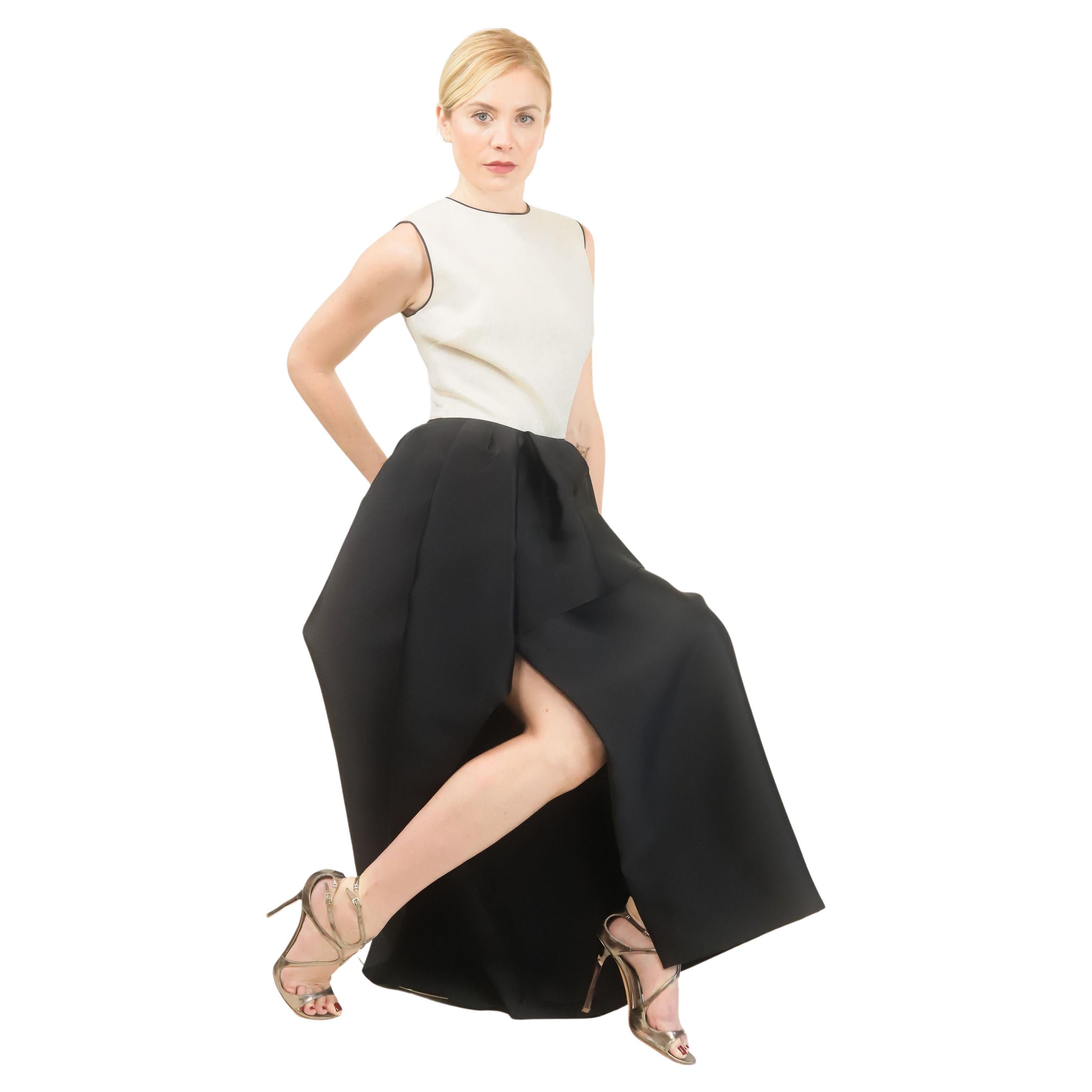 Christian Dior Cruise 2013 Black & White Satin Dress For Sale