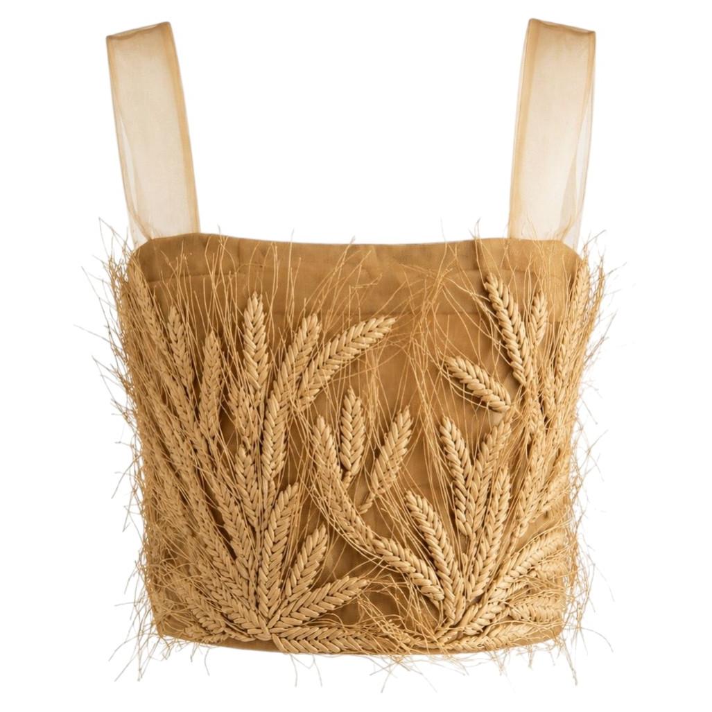 Christian Dior Cruise 2021 Puglia Italy Wheat Appliqué Tulle Crop