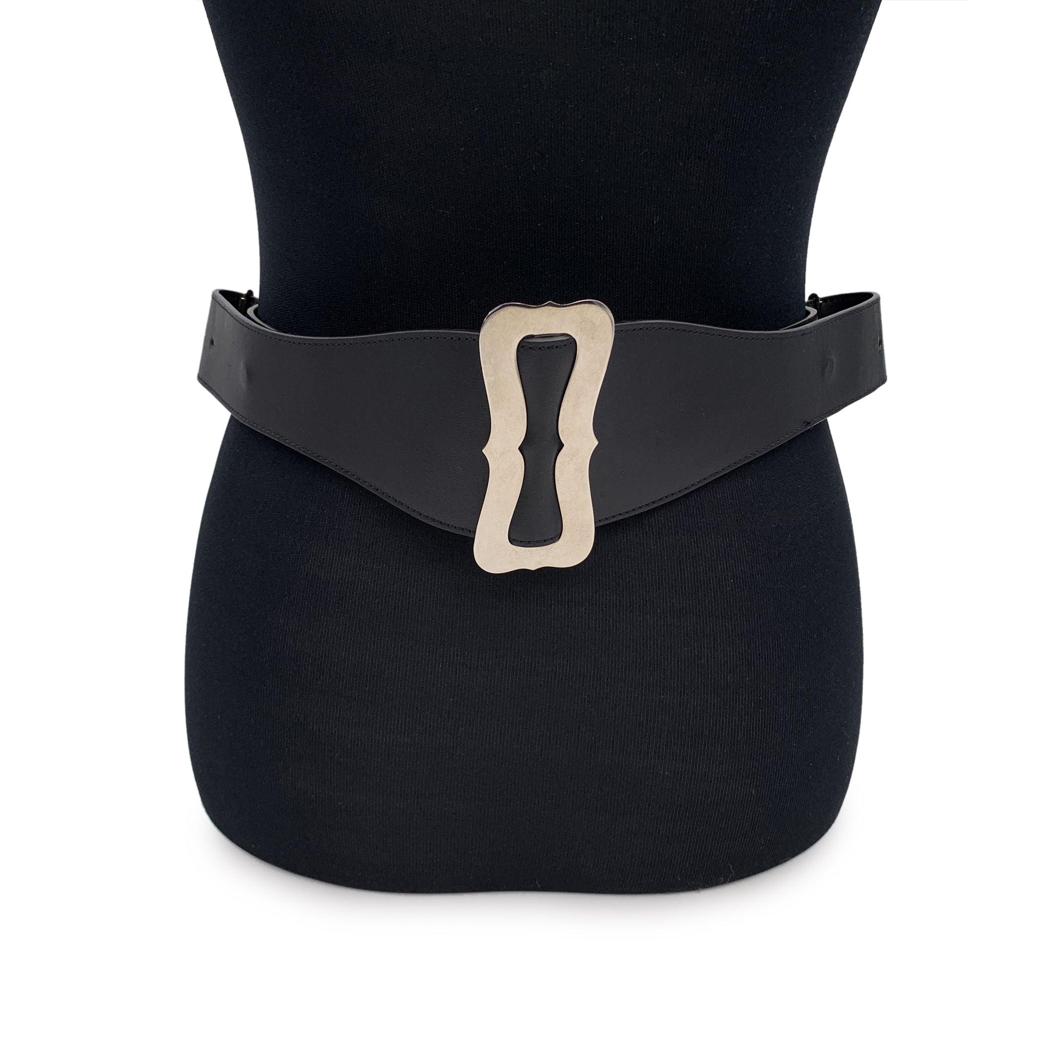 Christian Dior Cruise 2024 Black Leather Silver Metamorphose Belt In Excellent Condition In Rome, Rome