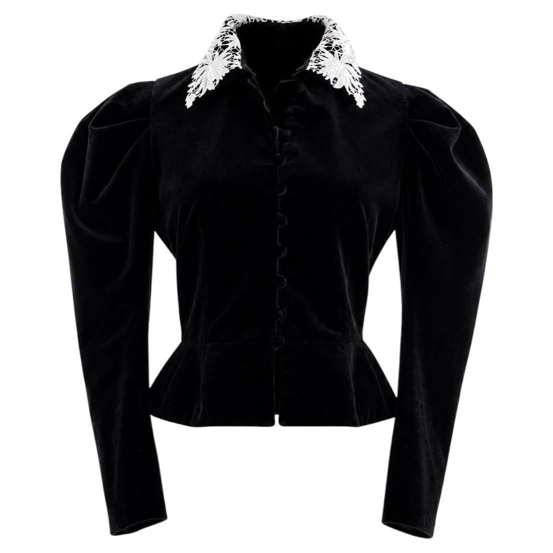 Christian Dior Cruise 2025 White Lace Thistle Collar Velvet Jacket (Veste en velours à col chardon) en vente