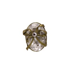 Christian Dior Crystal Brass Ring with Bow Detail