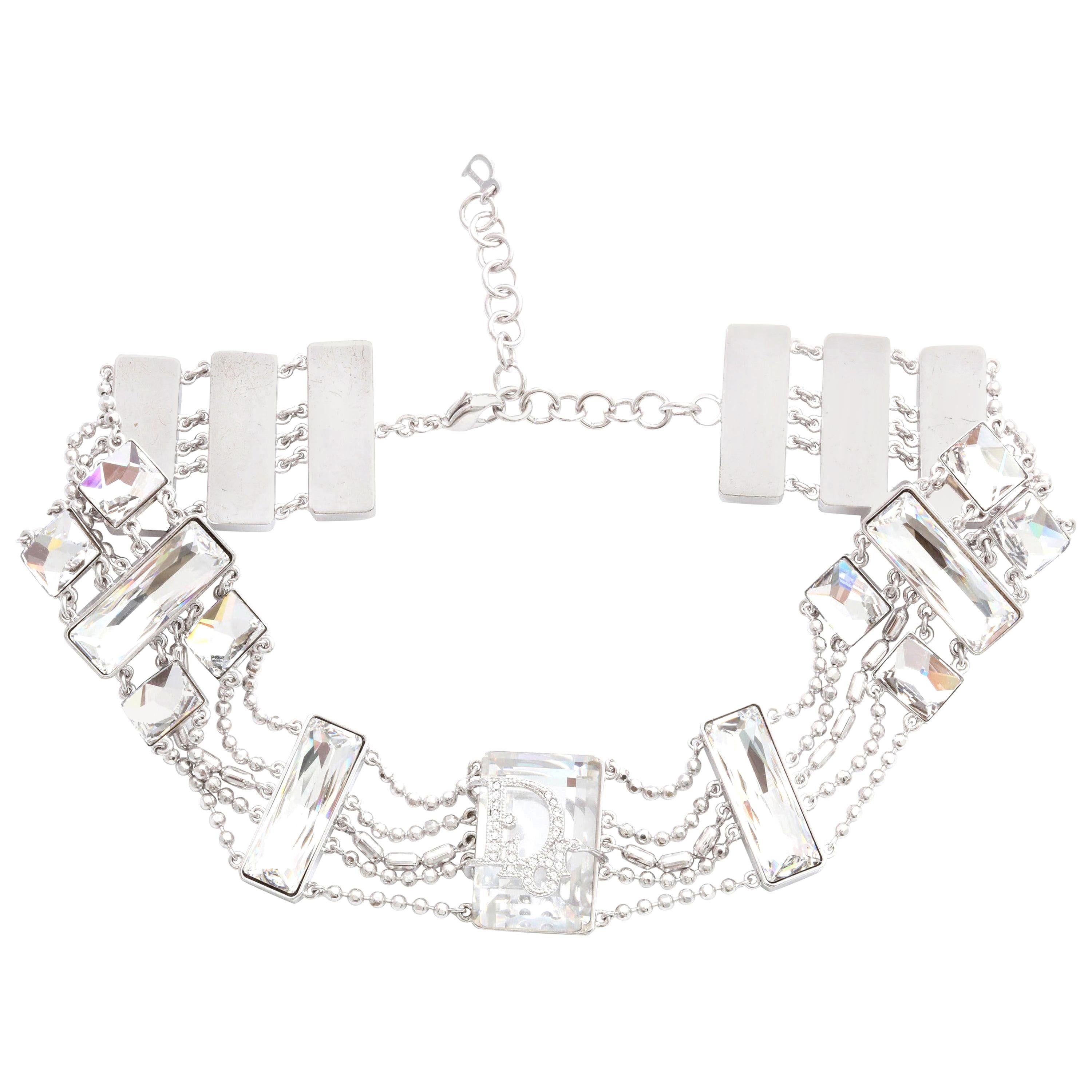 Christian Dior Crystal Choker with Logos For Sale