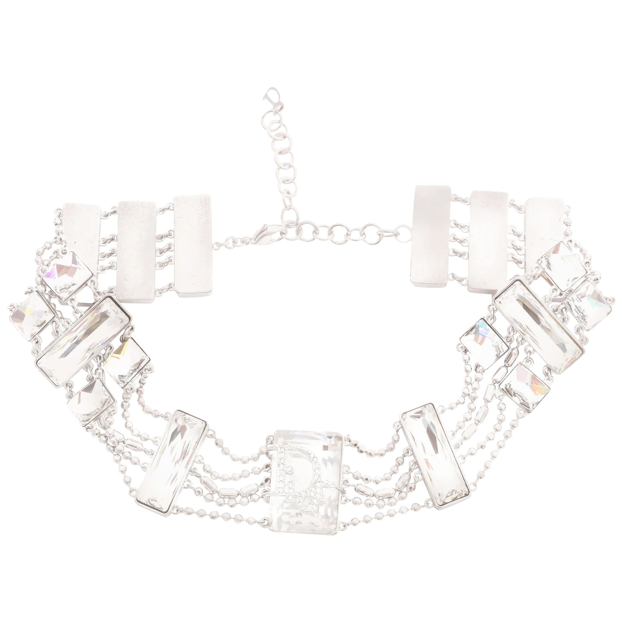 Christian Dior Crystal Choker with Logos For Sale