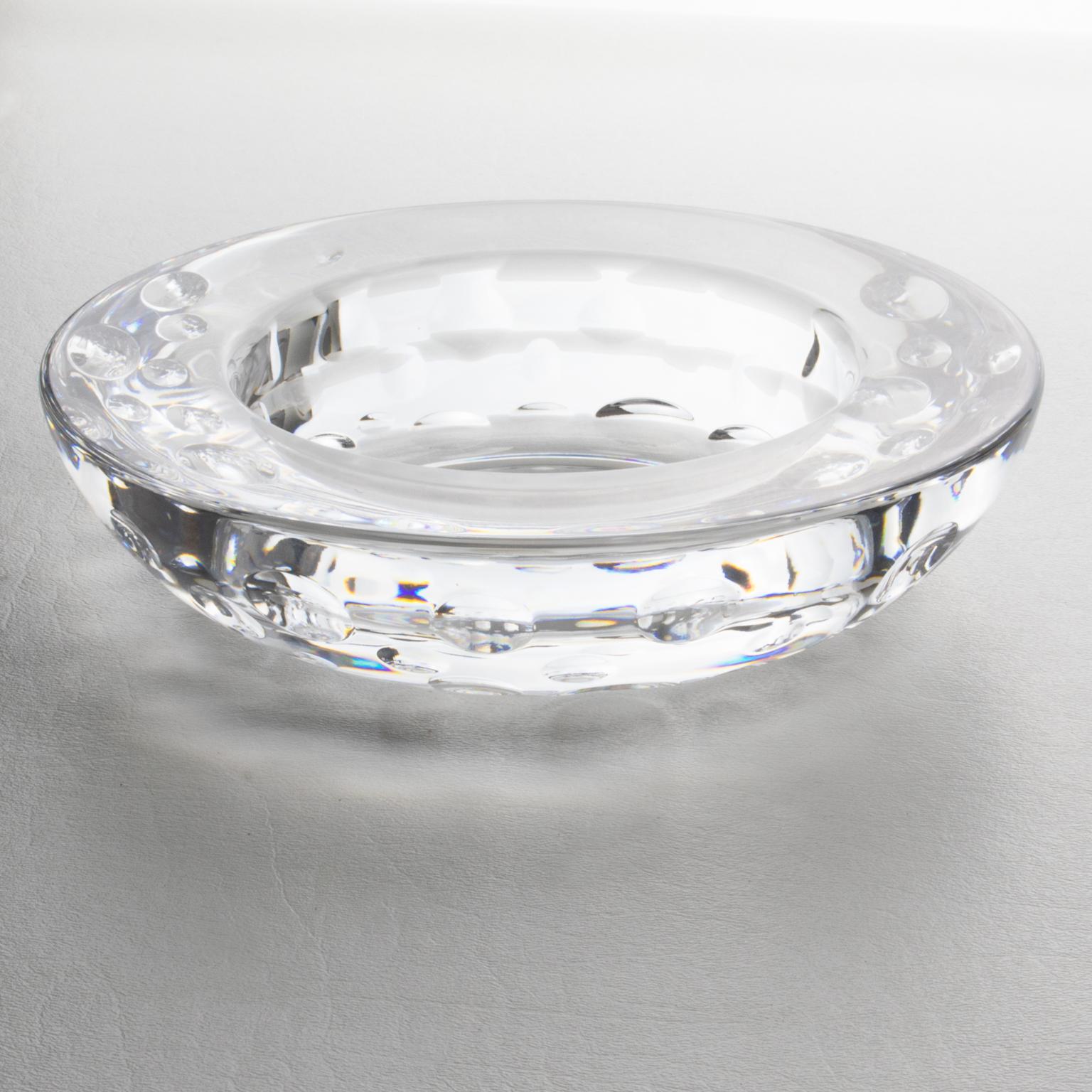 Lovely Christian Dior crystal cigar ashtray or bowl or desk tidy with heavily carved pattern. This lovely piece features bubble carving around. Marked on the inside with 