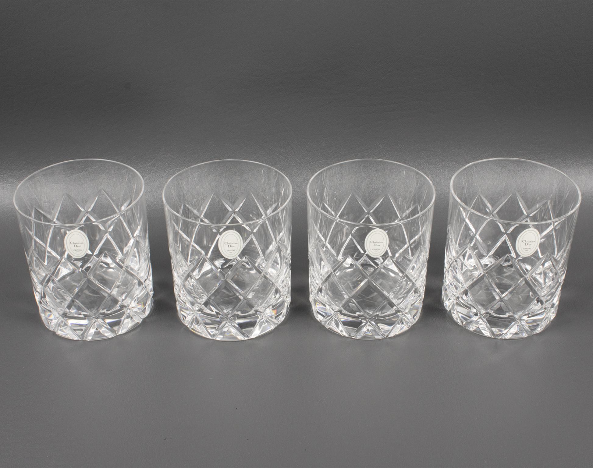 Christian Dior Crystal Decanter and Glasses Set, 5 pieces in Original Box, 1980s 1