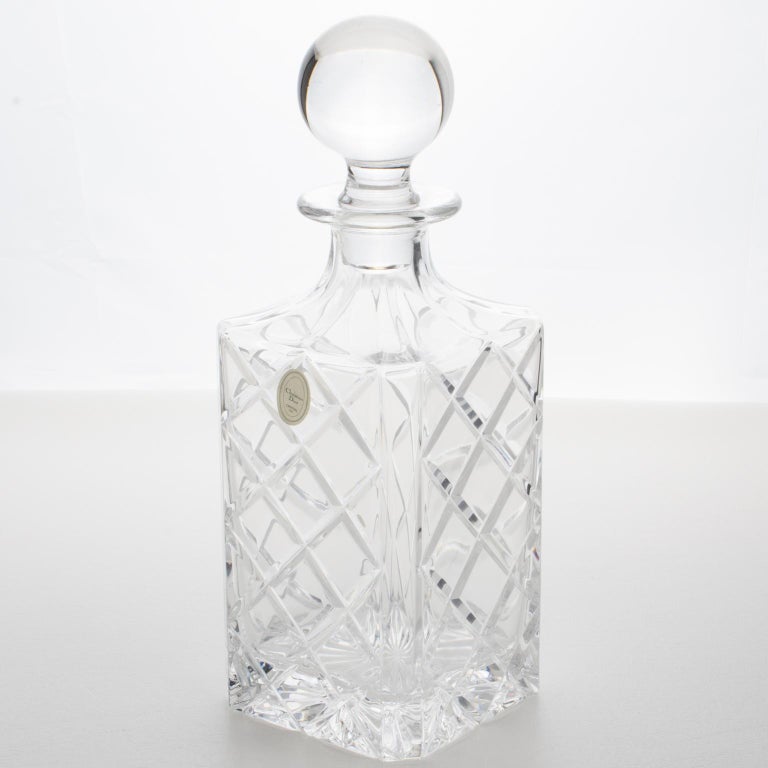 Christian Dior Crystal Decanter and Glasses Set, 5 pieces in Original Box, 1980s at 1stDibs