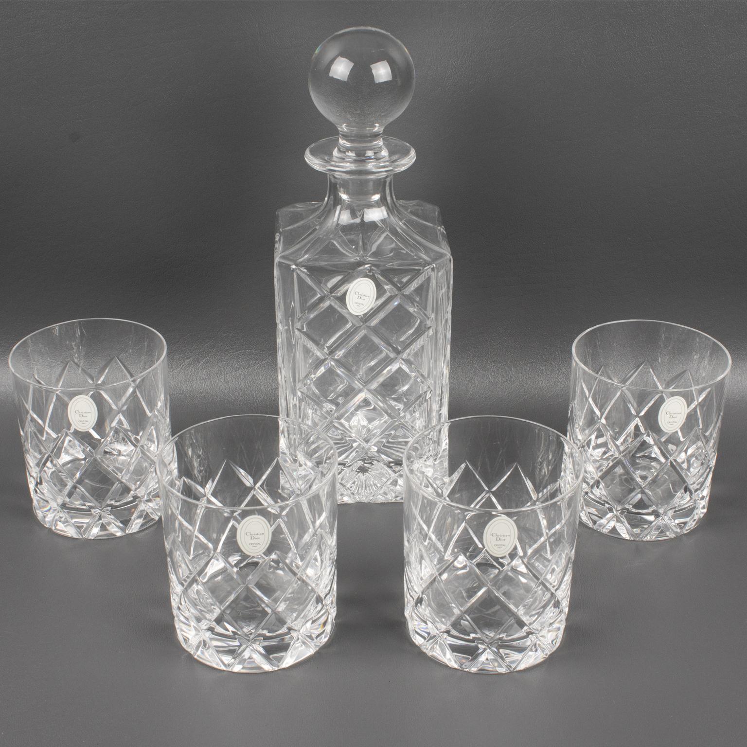 Christian Dior Crystal Decanter And Glasses Set 5 Pieces In Original 
