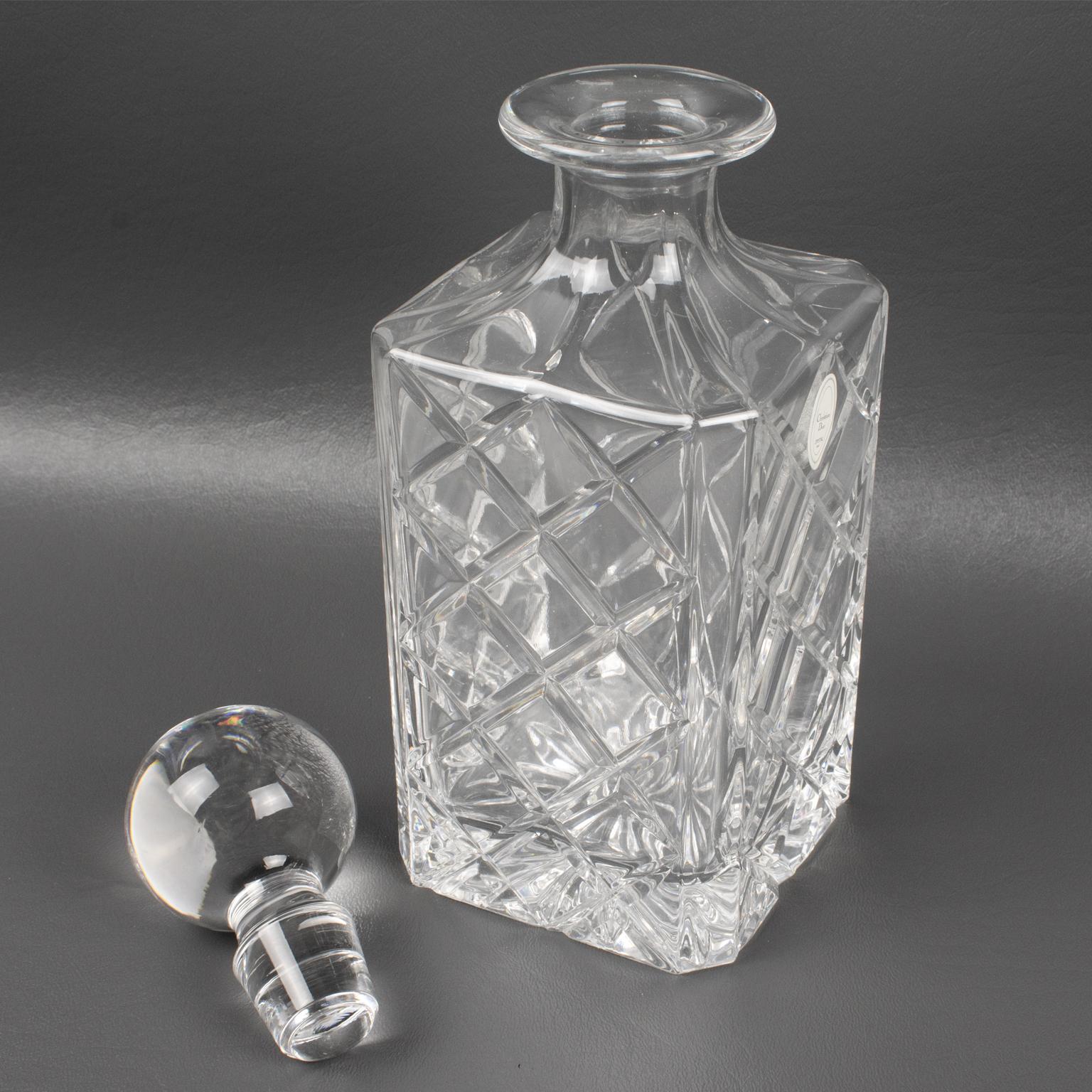 Christian Dior Crystal Decanter and Glasses Set, 5 pieces in Original Box, 1980s In Excellent Condition In Atlanta, GA