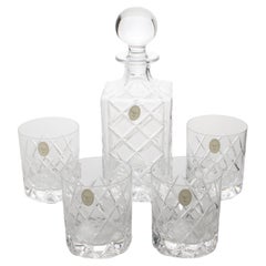 Christian Dior Crystal Decanter and Glasses Set, 5 pieces in Original Box, 1980s