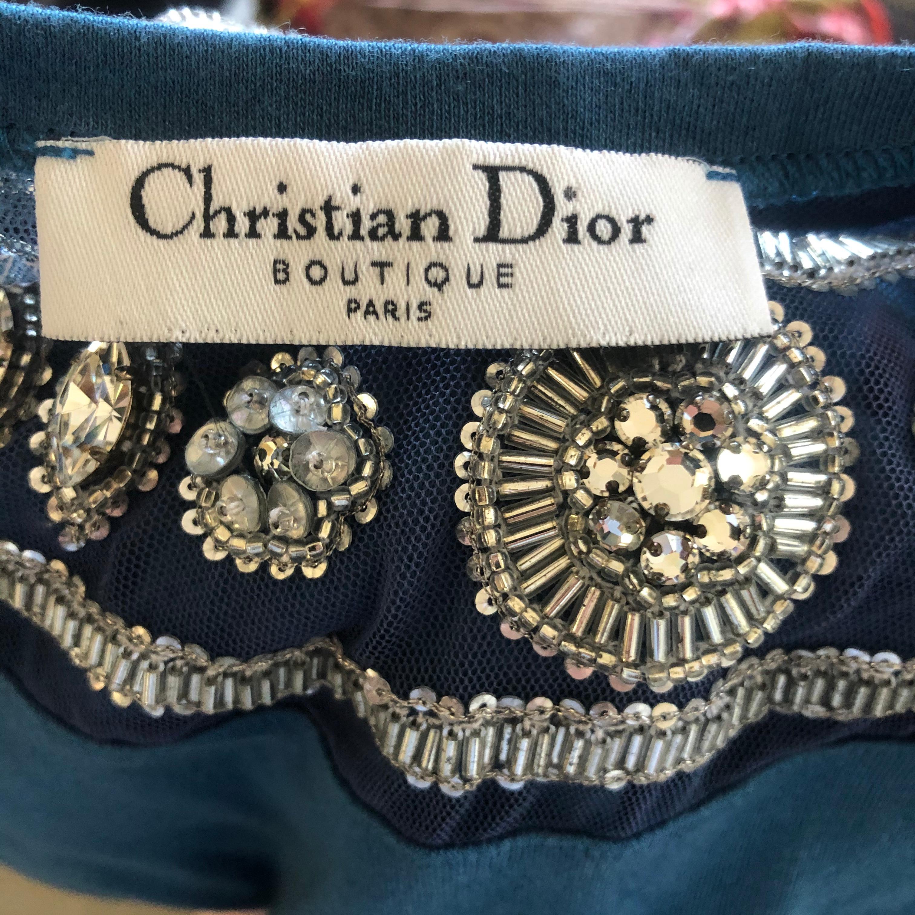 Christian Dior Crystal Embellished Evening Top by John Galliano
 Size 40 (Size tag removed)
BUST: 36