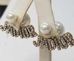Christian Dior Mise En Dior Tribal Crystal "JADIOR" and Faux Pearl Earrings