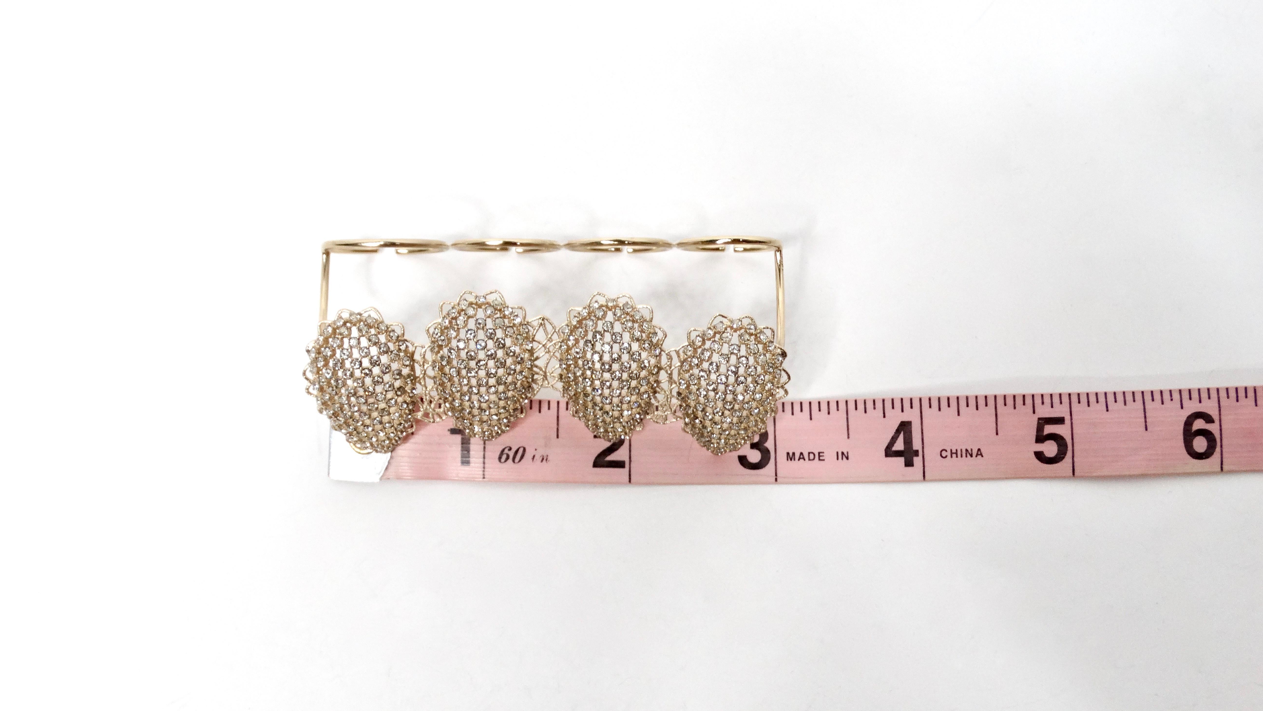 Christian Dior Crystal Mesh Gold-Tone Four-Finger Statement Ring 1