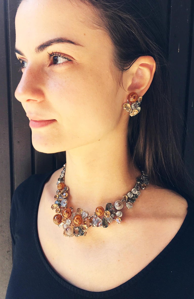 Christian Dior Crystal Necklace and Earrings Set Fine Estate Jewelry