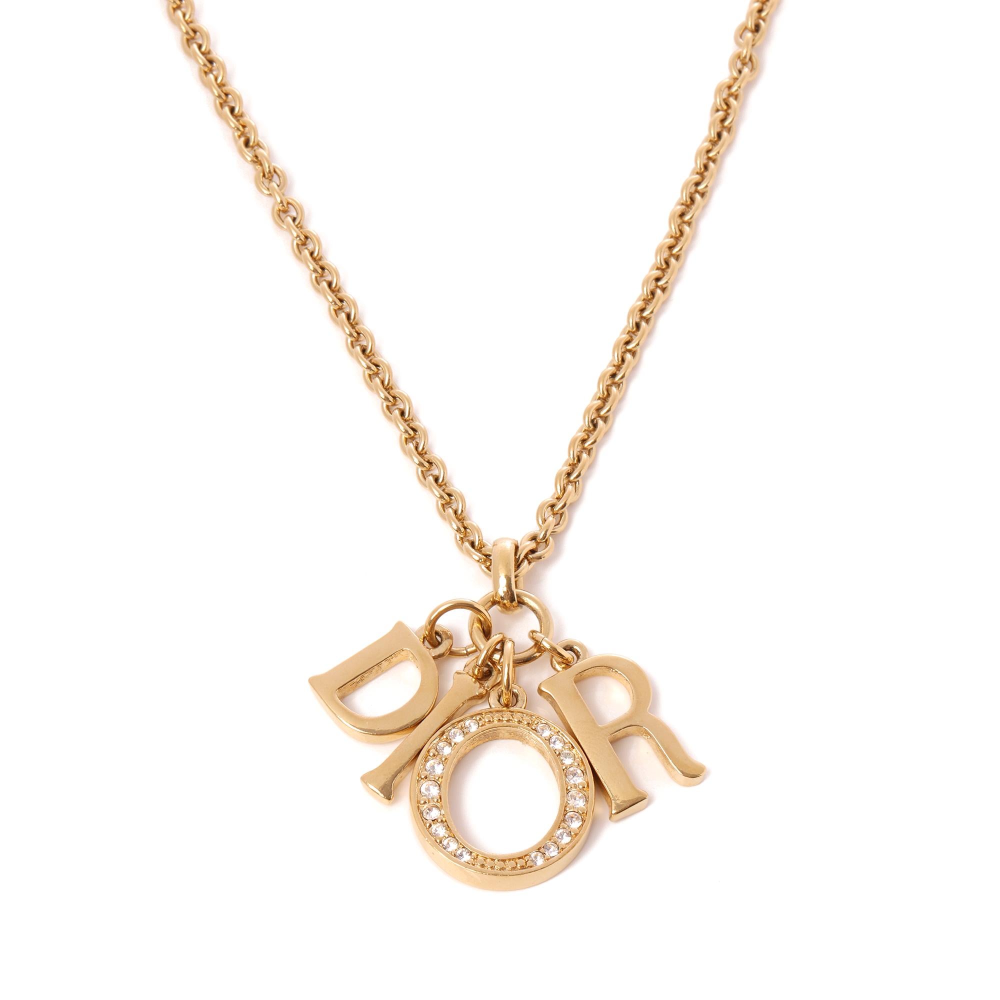 Christian Dior Crystal O Logo Chain Necklace 

ITEM CONDITION	Good
MANUFACTURER	Christian Dior
CHAIN LENGTH	51cm
NECKLACE LENGTH	51cm
PENDANT WIDTH	40mm
PENDANT LENGTH	33mm
CLASP TYPE	Lobster Claw
TOTAL WEIGHT	24g