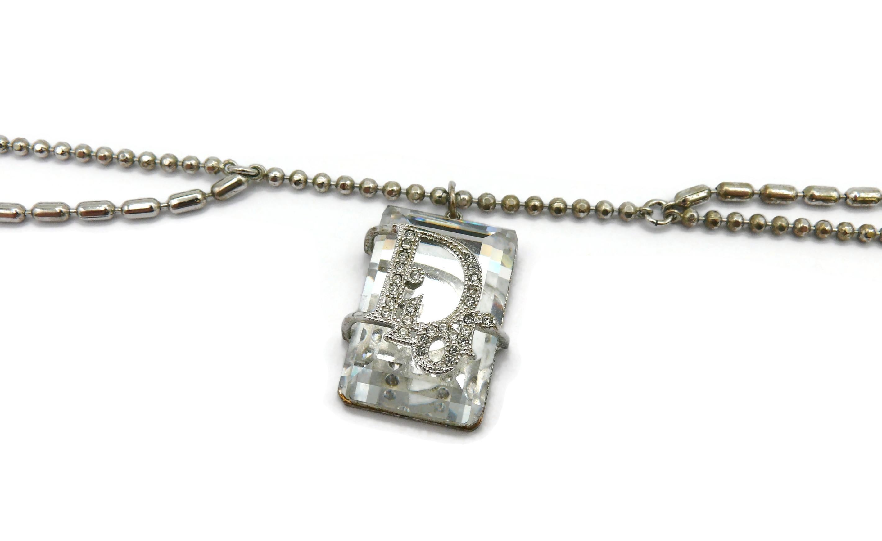 CHRISTIAN DIOR Crystal Pendant Necklace In Fair Condition For Sale In Nice, FR