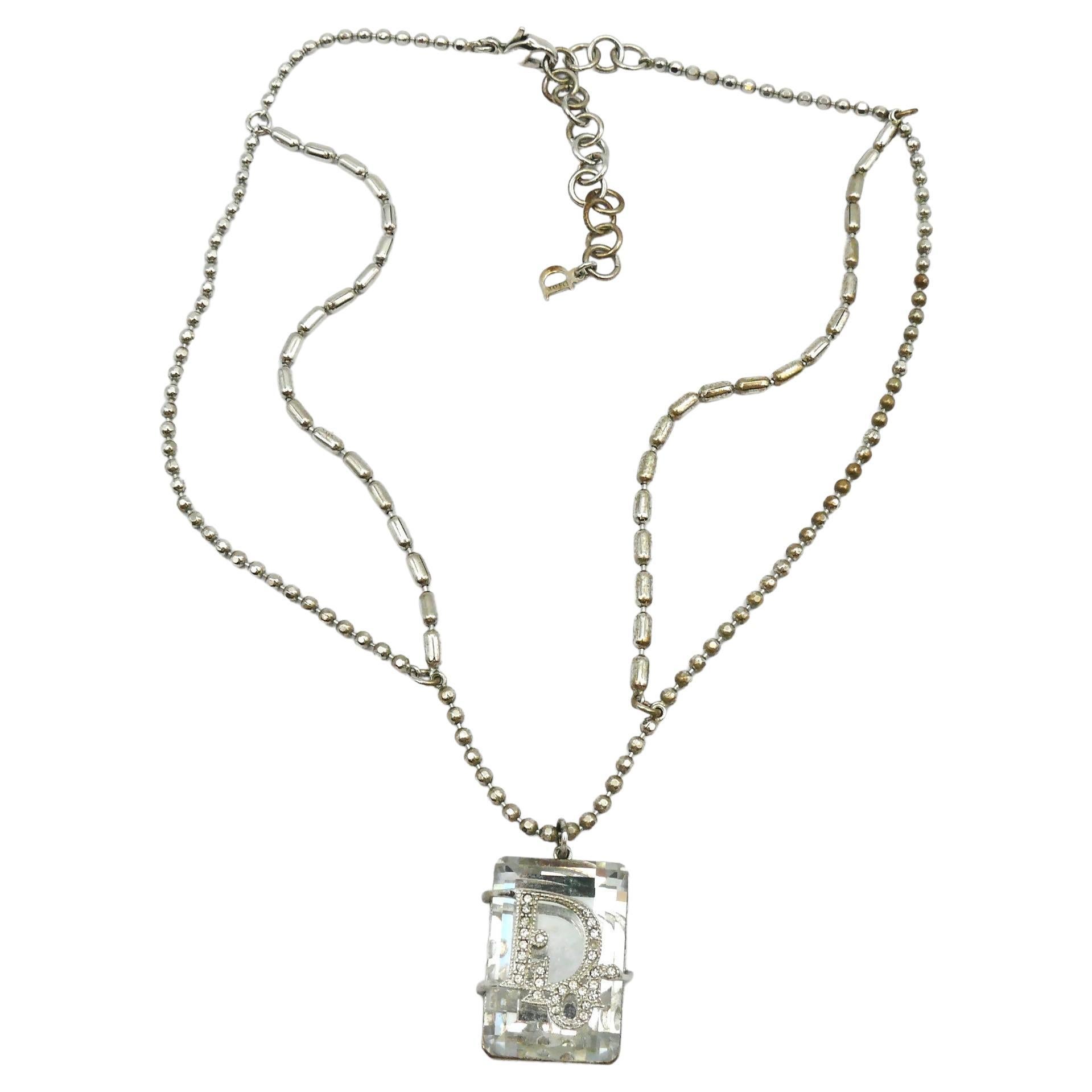 CHRISTIAN DIOR Crystal Pendant Necklace For Sale