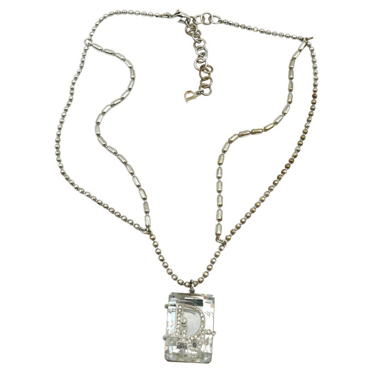 CHRISTIAN DIOR Crystal Pendant Necklace For Sale at 1stDibs