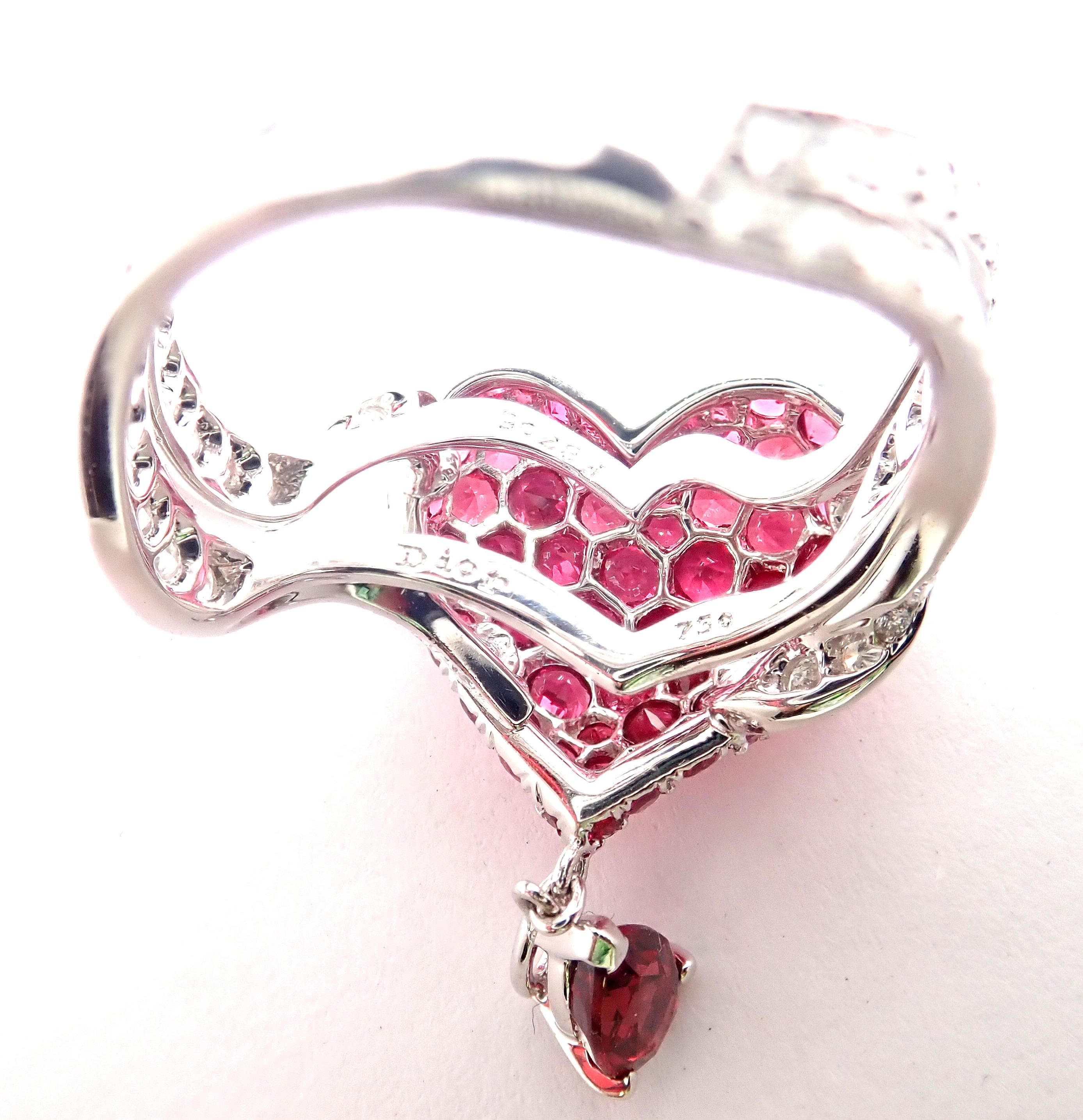 Brilliant Cut Christian Dior Cupidon Diamond Ruby Red Spinel Heart Ring