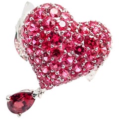 Christian Dior Cupidon Diamond Ruby Red Spinel Heart Ring at 1stDibs